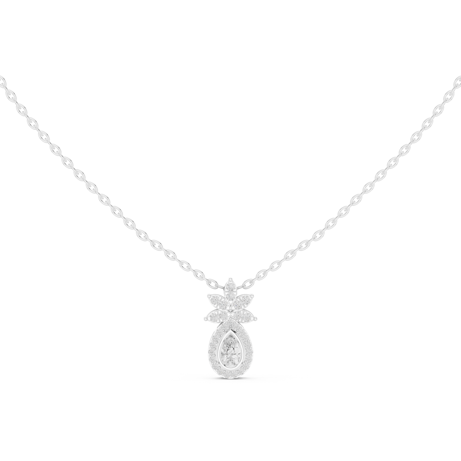  White Gold Radiant Interlocking Unity Pendant Front View
