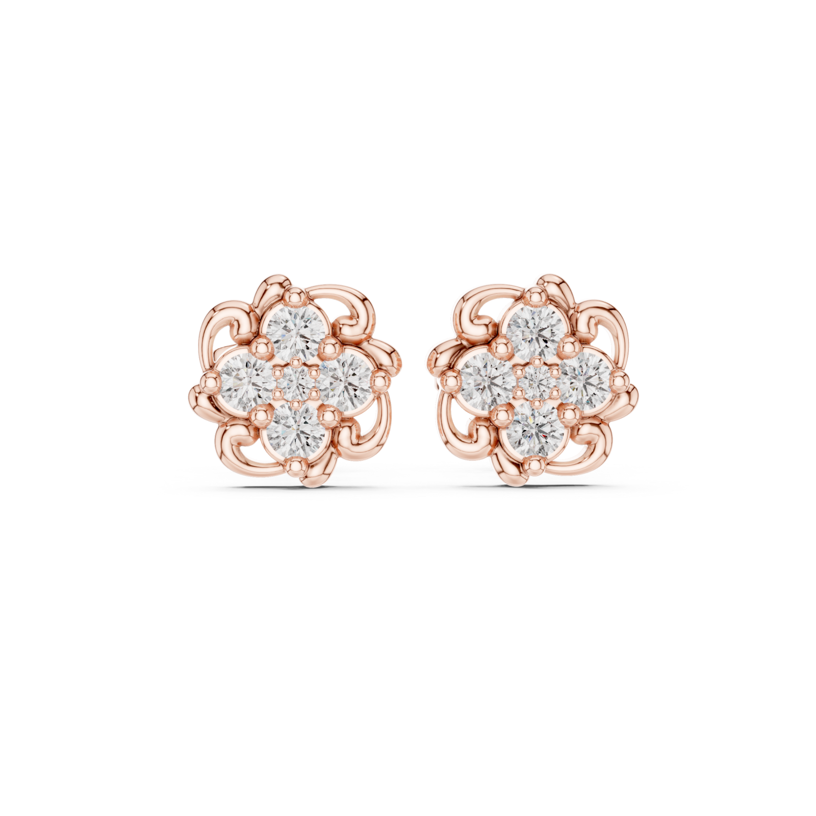  Rose Gold Opulent Vintage Radiance Studs Front View