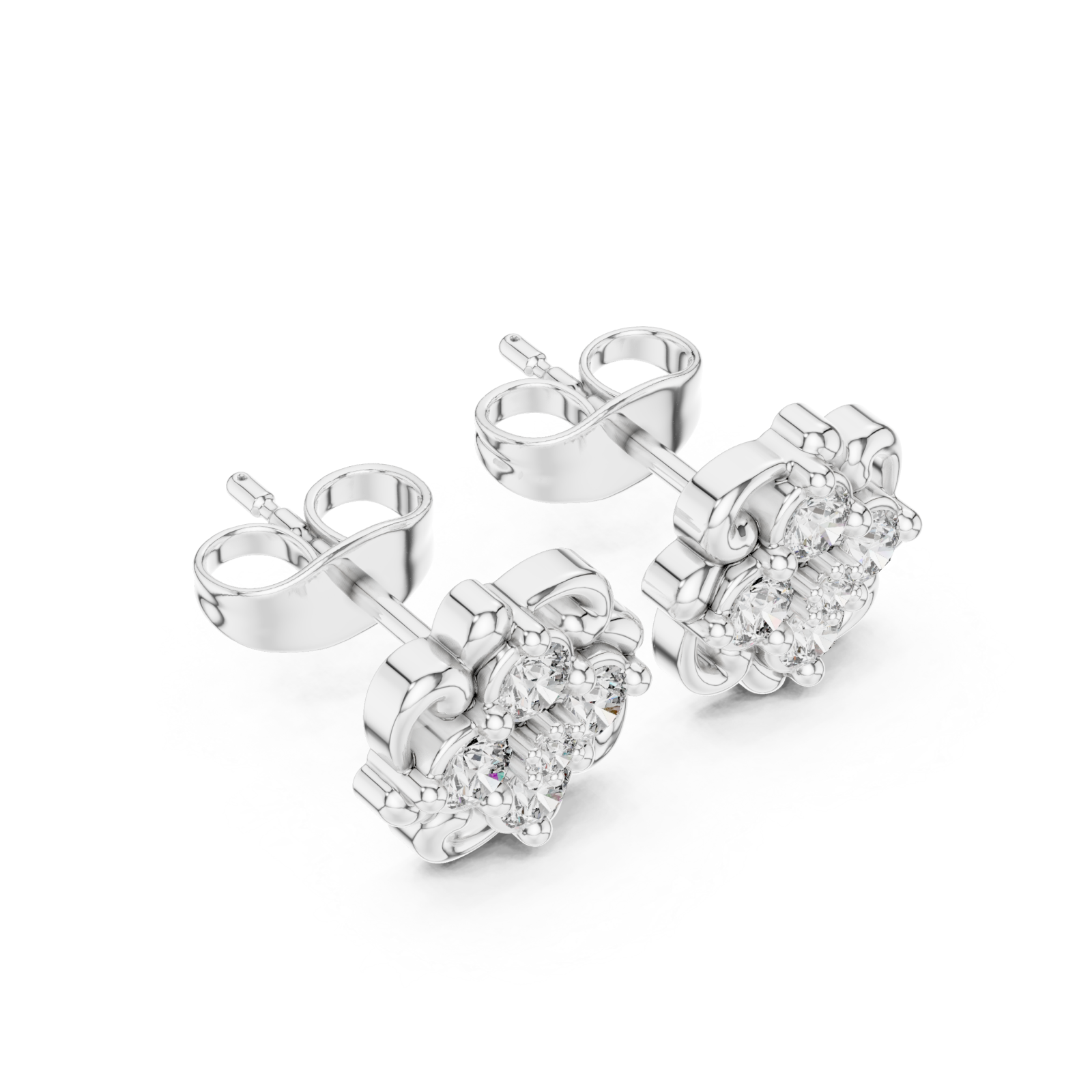  White Gold Opulent Vintage Radiance Studs Right View