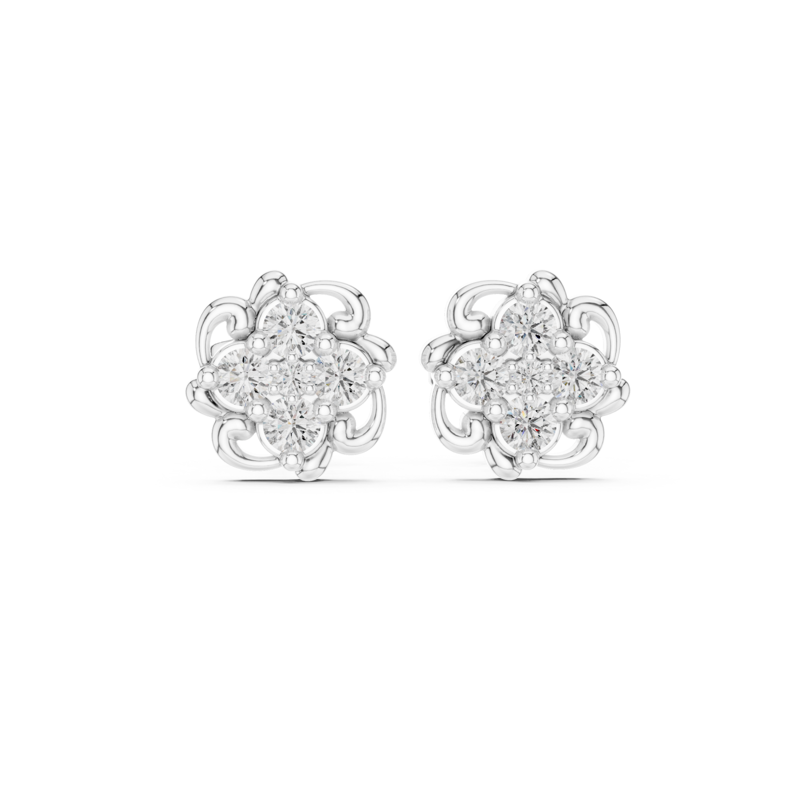  White Gold Opulent Vintage Radiance Studs Front View