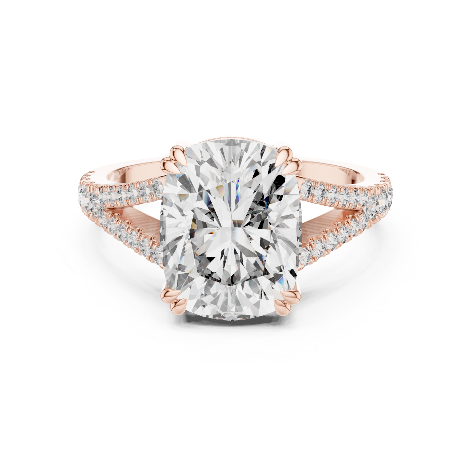  Rose Gold Infinite Grace Cushion Solitaire Ring Front View