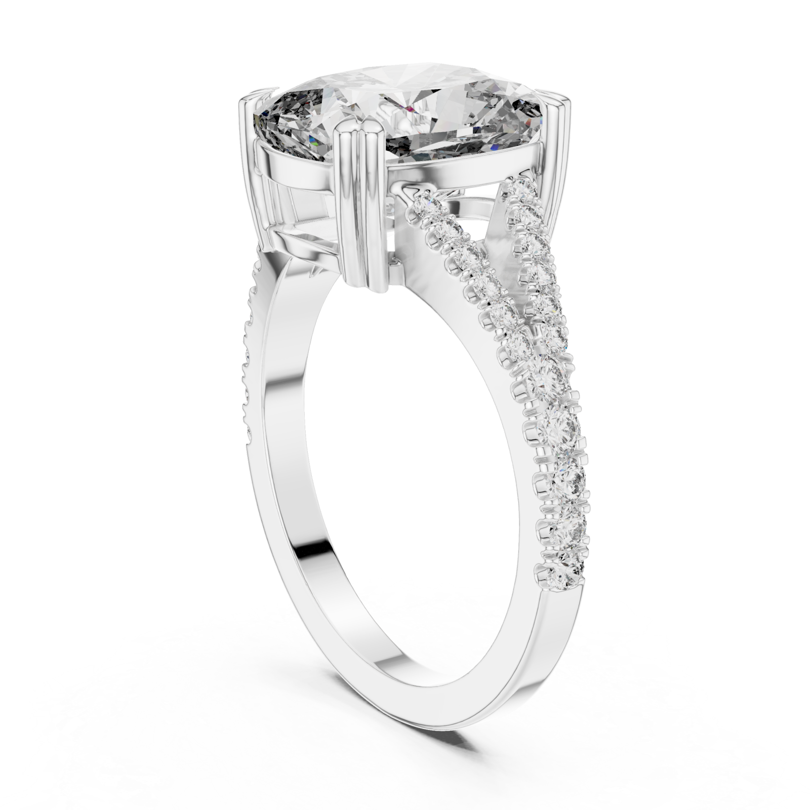  White Gold Infinite Grace Cushion Solitaire Ring Left View