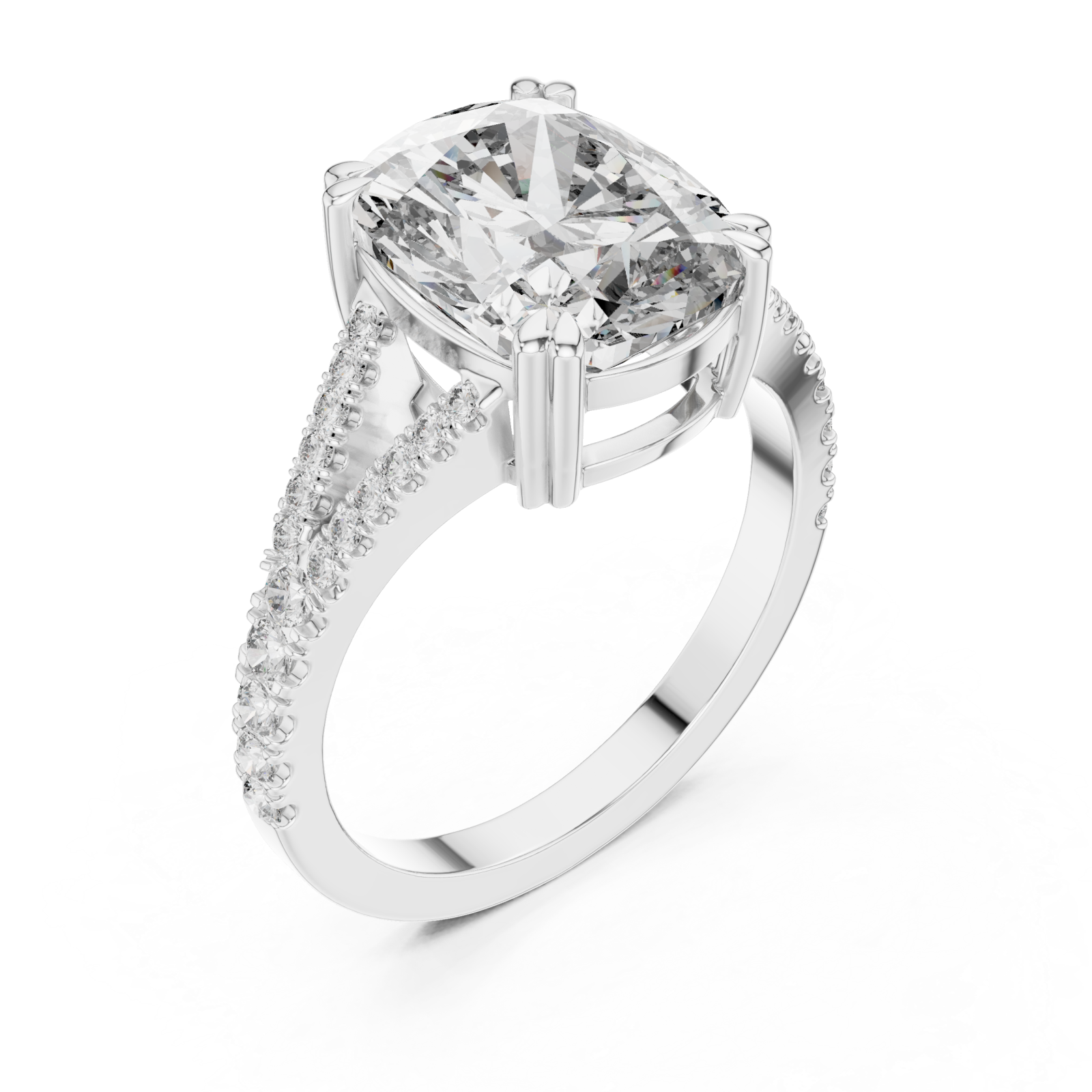  White Gold Infinite Grace Cushion Solitaire Ring Right View