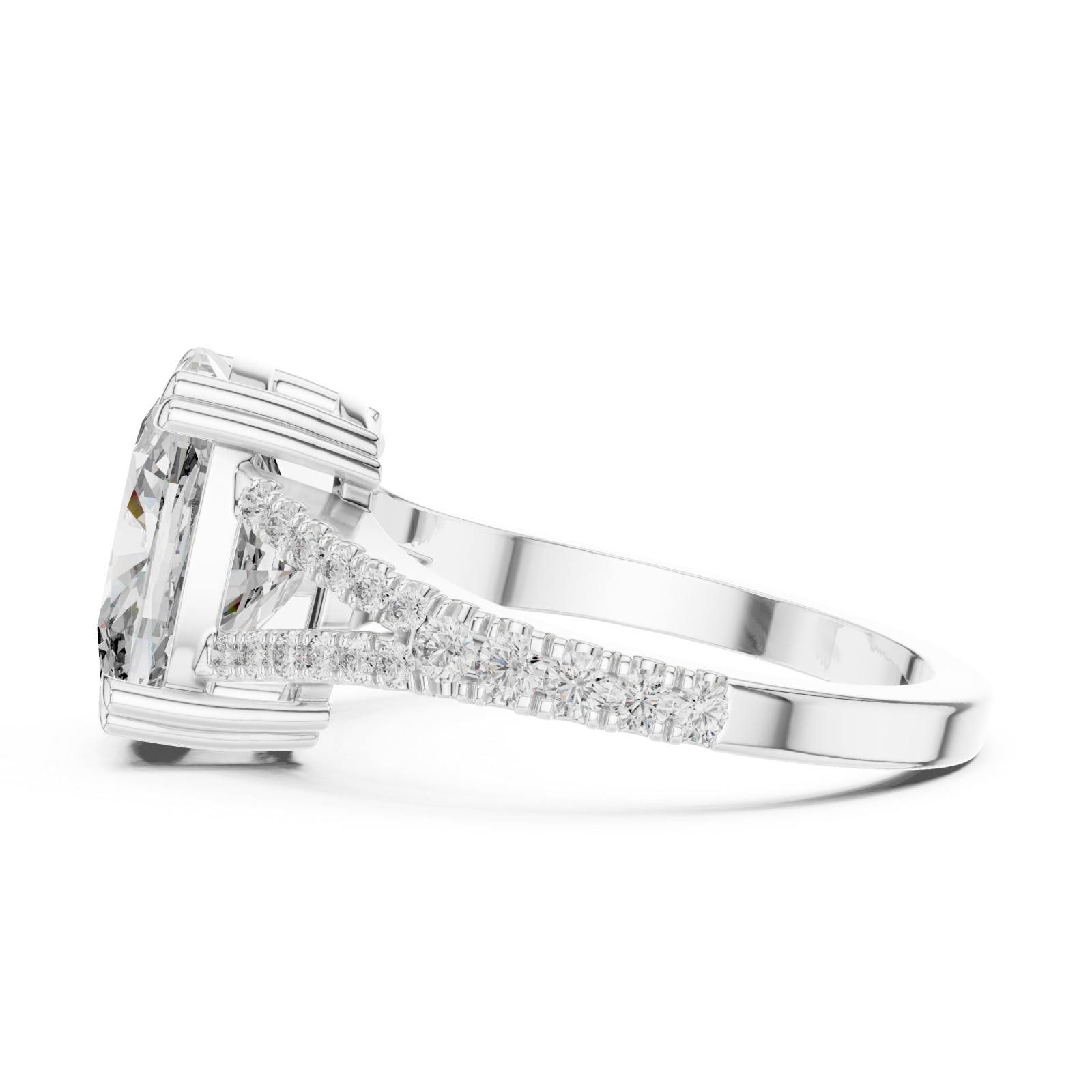  White Gold Infinite Grace Cushion Solitaire Ring Side View