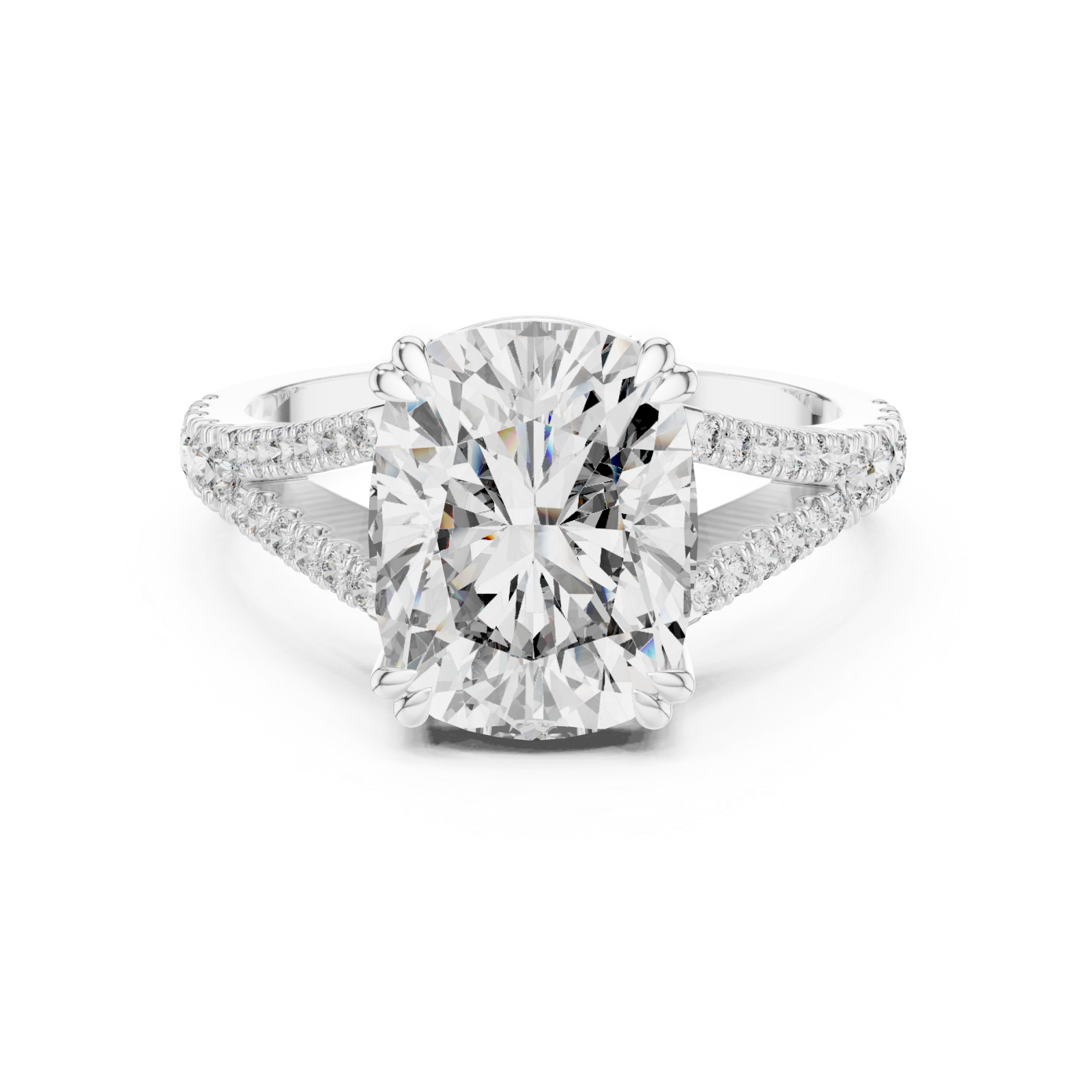  White Gold Infinite Grace Cushion Solitaire Ring Front View