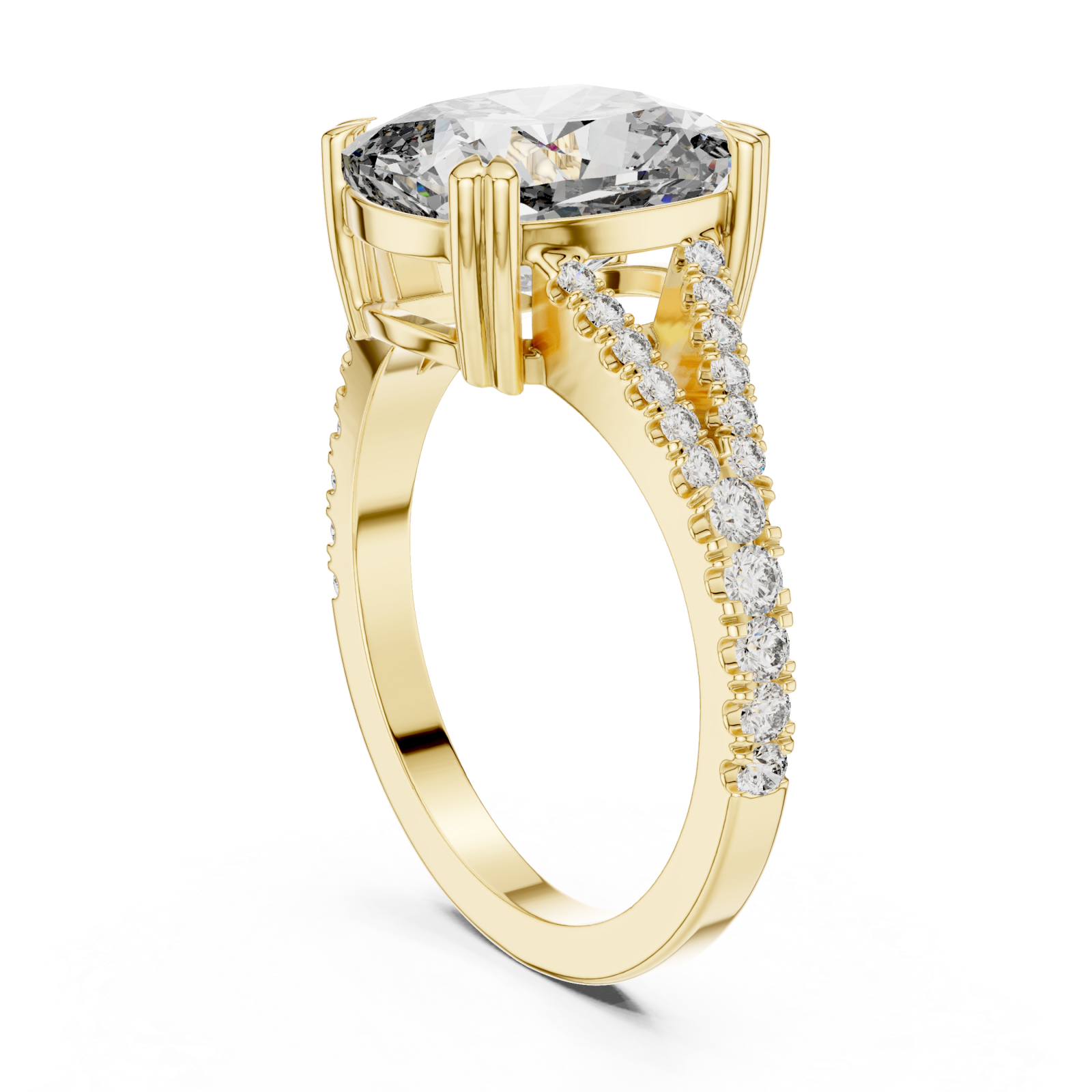 Gold Infinite Grace Cushion Solitaire Ring Left View