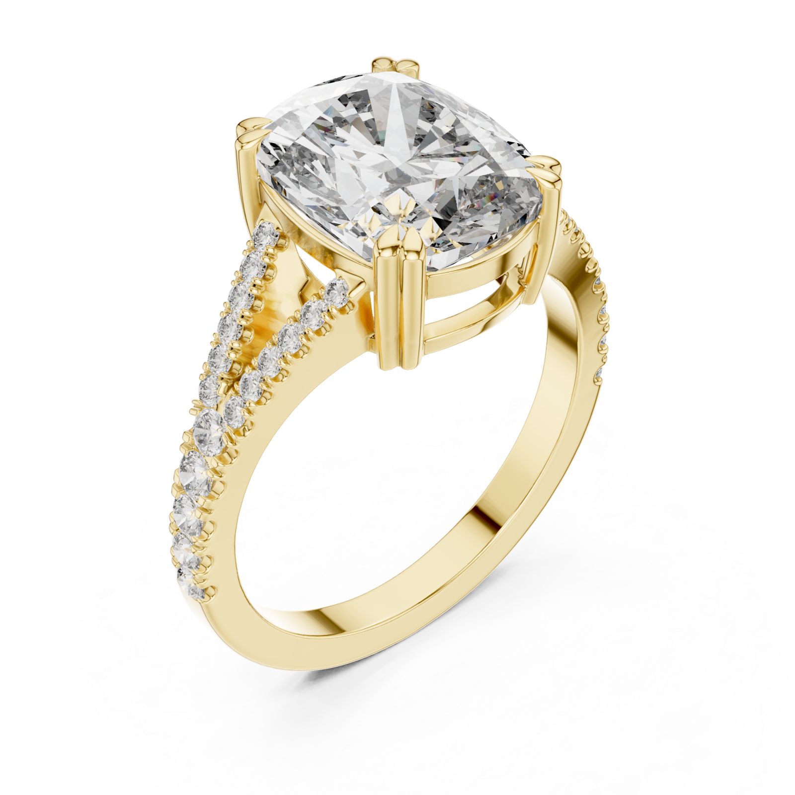 Gold Infinite Grace Cushion Solitaire Ring Right View