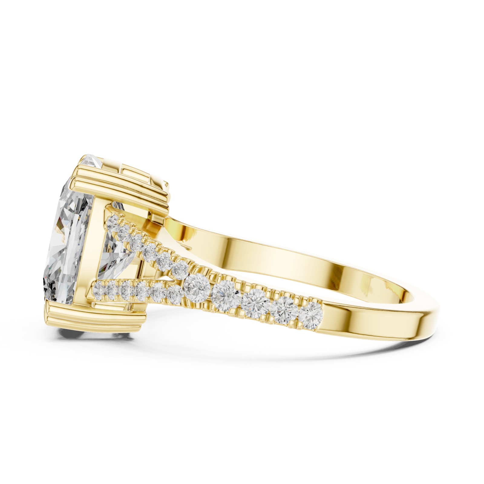  Gold Infinite Grace Cushion Solitaire Ring Side View