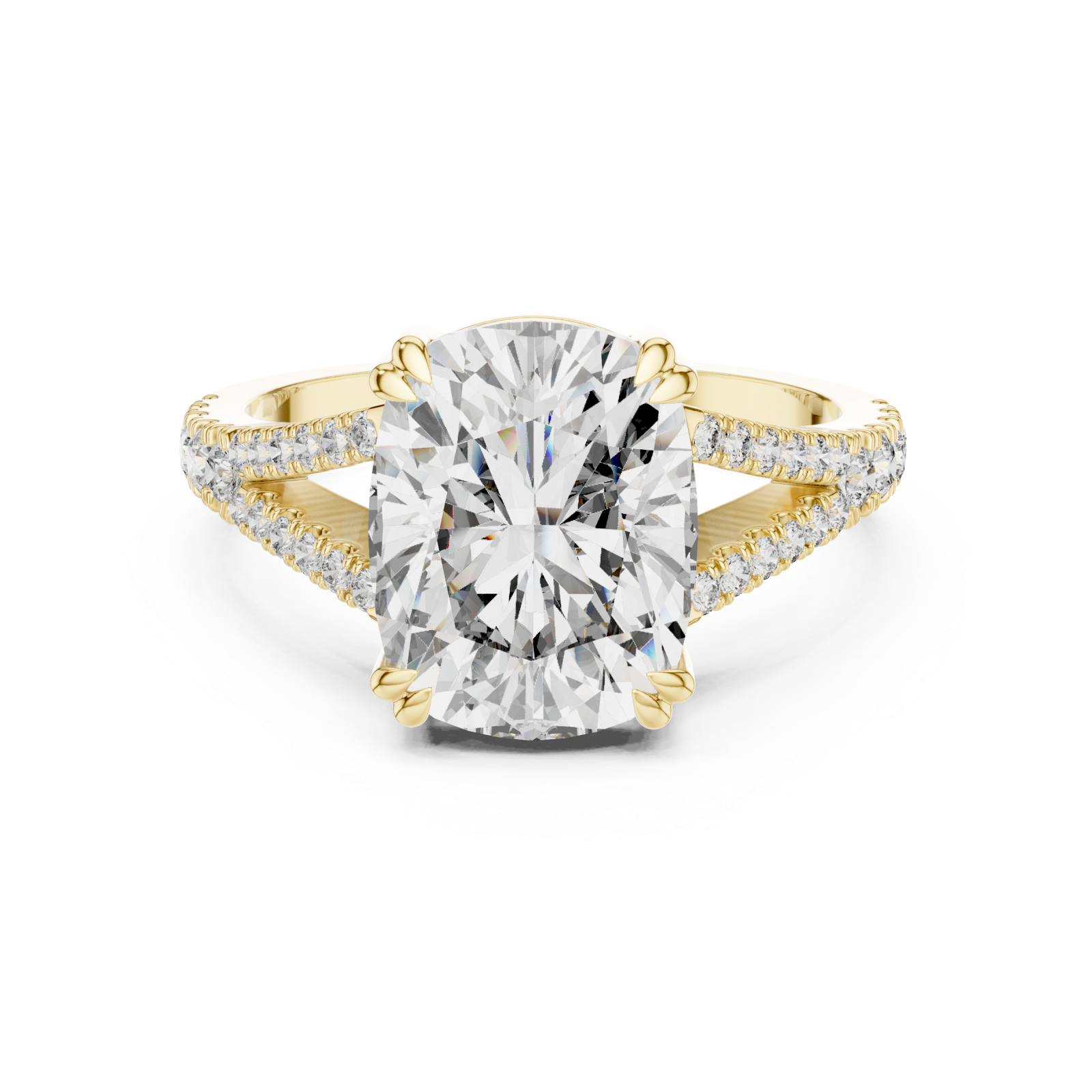  Gold Infinite Grace Cushion Solitaire Ring Front View