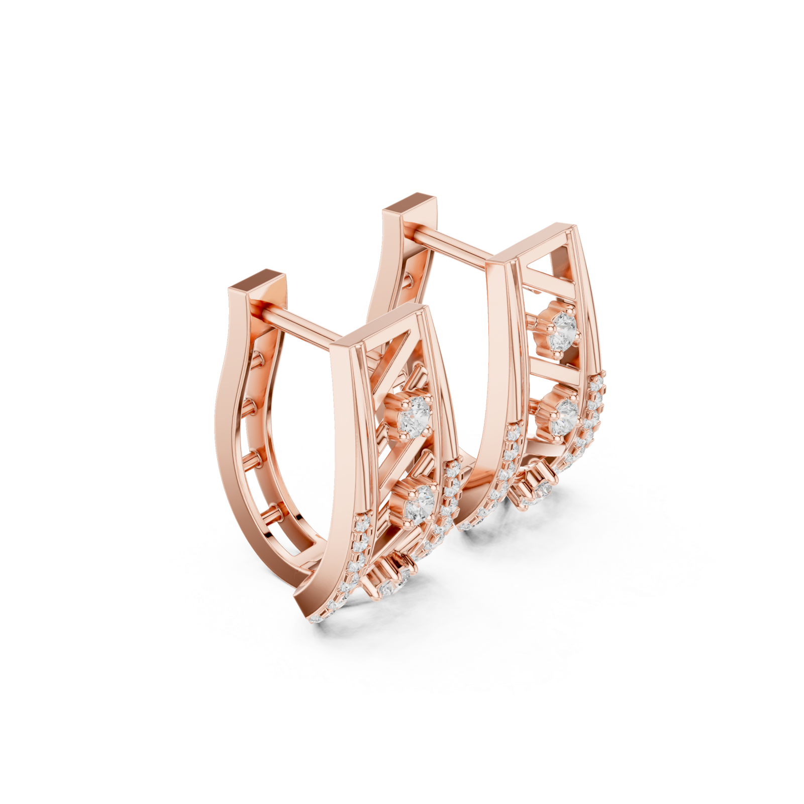  Rose Gold Midnight Shimmer Stud Earrings Left View