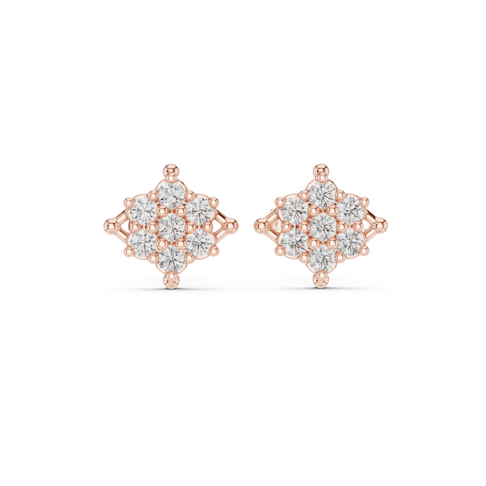  Rose Gold Midnight Shimmer Stud Earrings Front View
