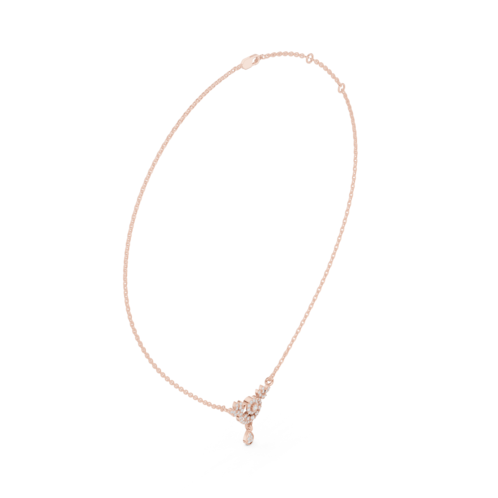  Rose Gold Radiant Vine Petite Necklace Left View