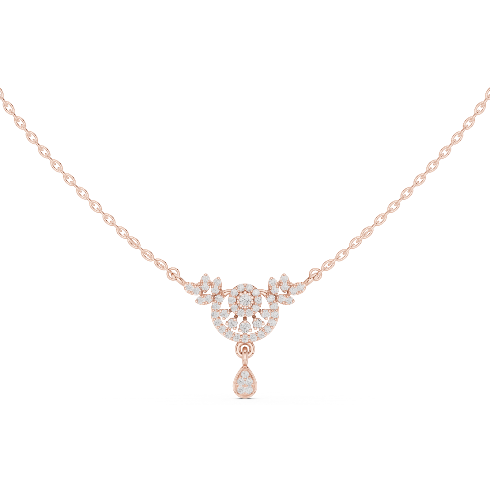  Rose Gold Radiant Vine Petite Necklace Front View