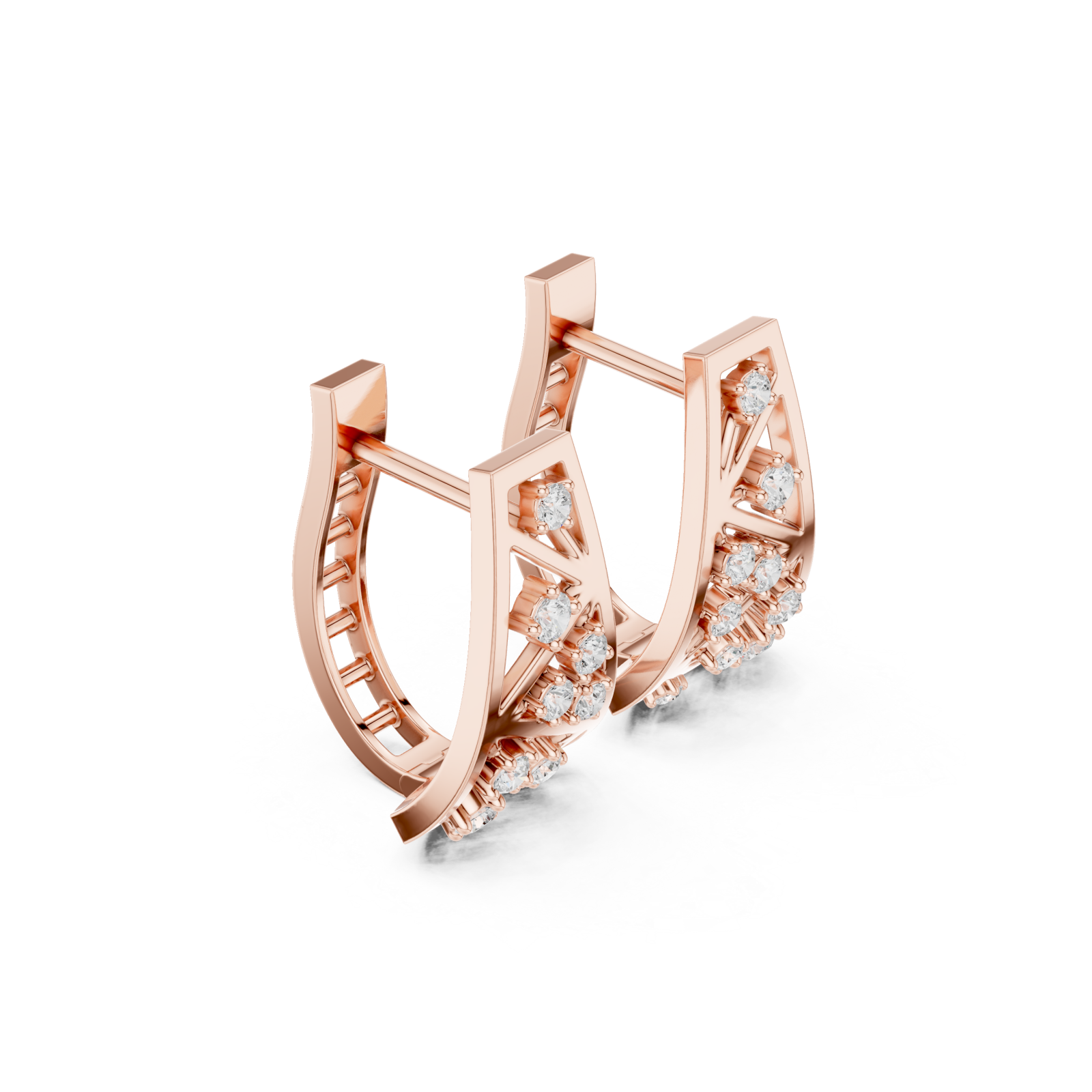  Rose Gold Radiant Bloom Petal Stud Earrings Left View