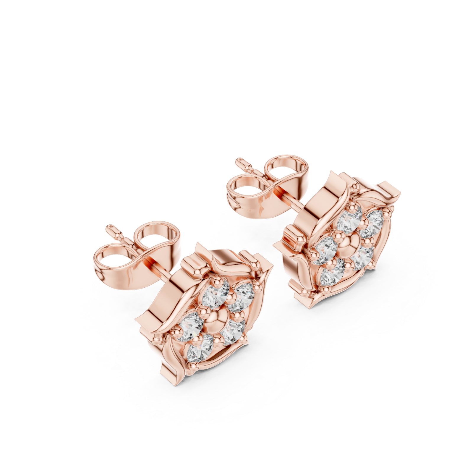  Rose Gold Radiant Bloom Petal Stud Earrings Right View