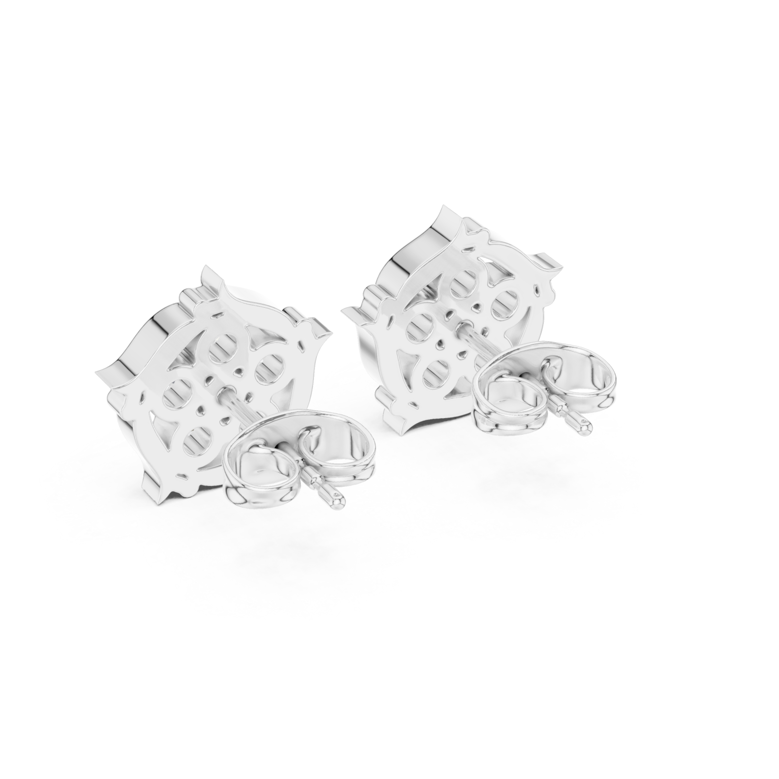  White Gold Radiant Bloom Petal Stud Earrings Side View