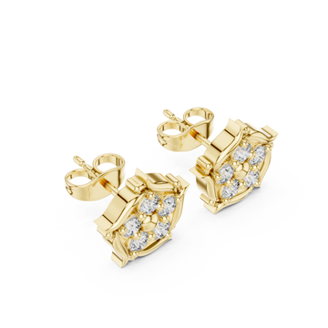 Gold Radiant Bloom Petal Stud Earrings Right View