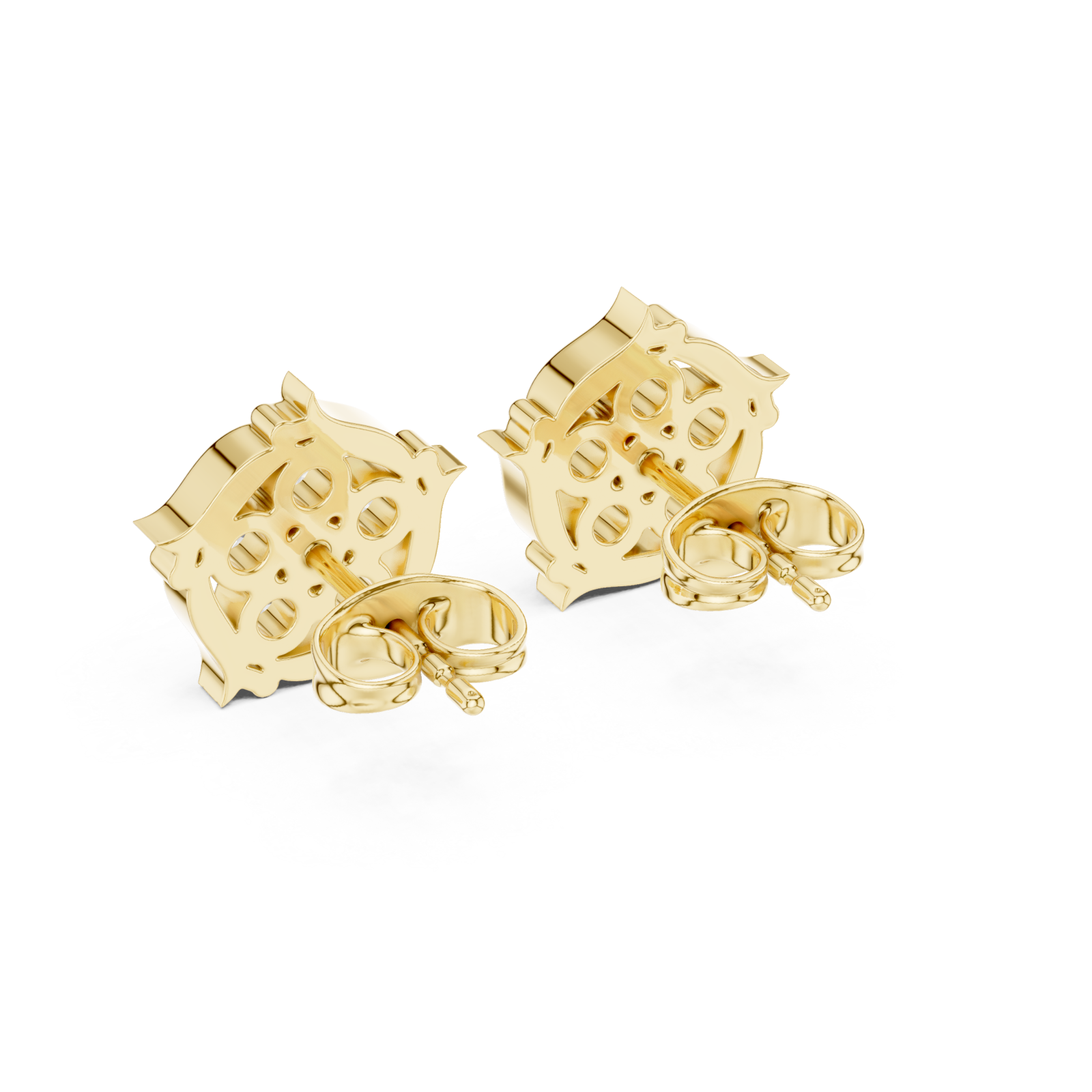  Gold Radiant Bloom Petal Stud Earrings Side View