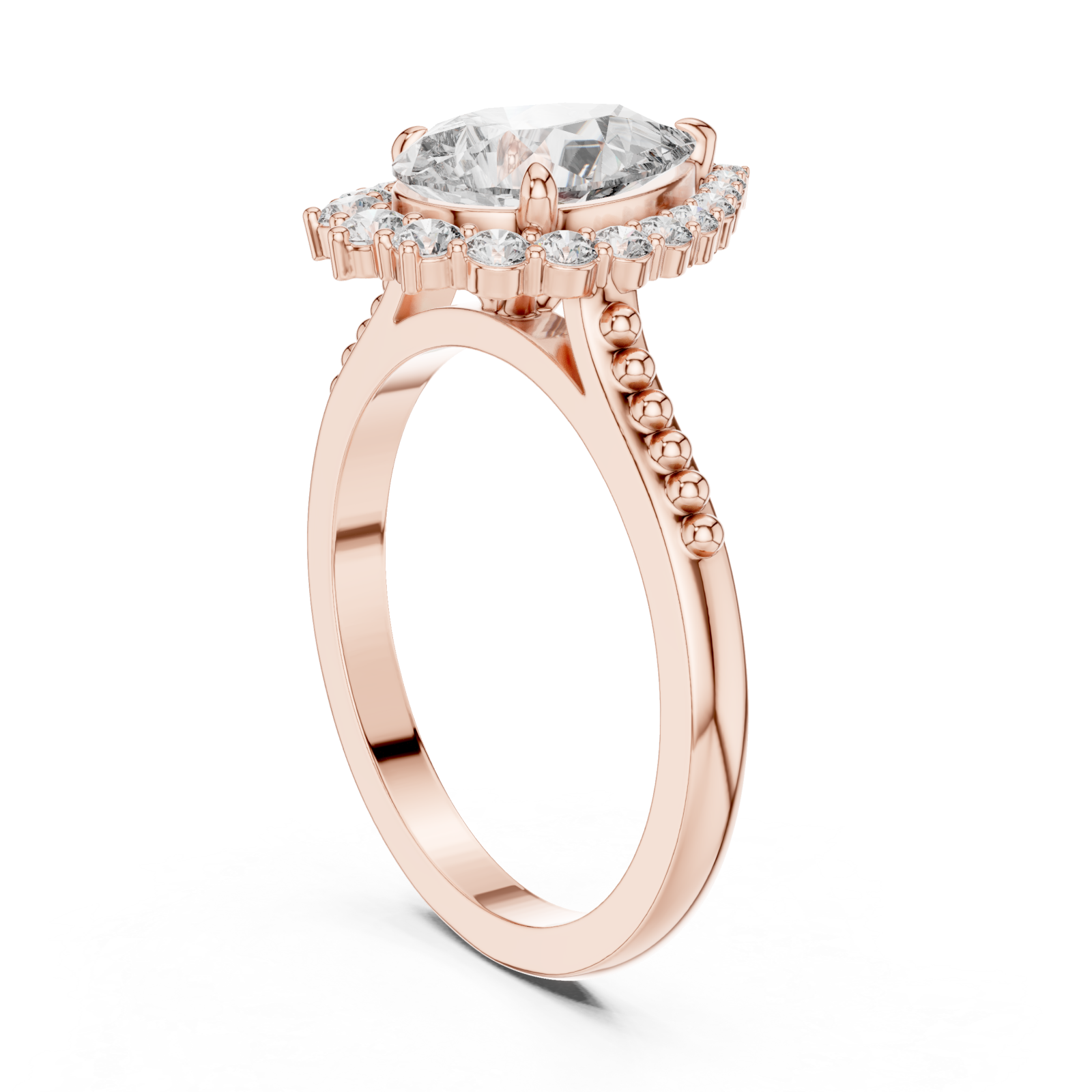  Rose Gold Celestial Teardrop Halo Ring Left View