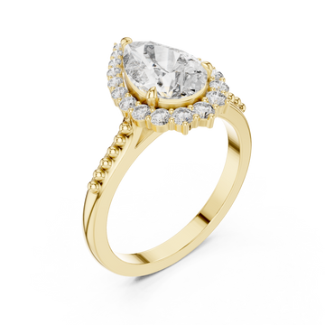 Gold Celestial Teardrop Halo Ring Right View