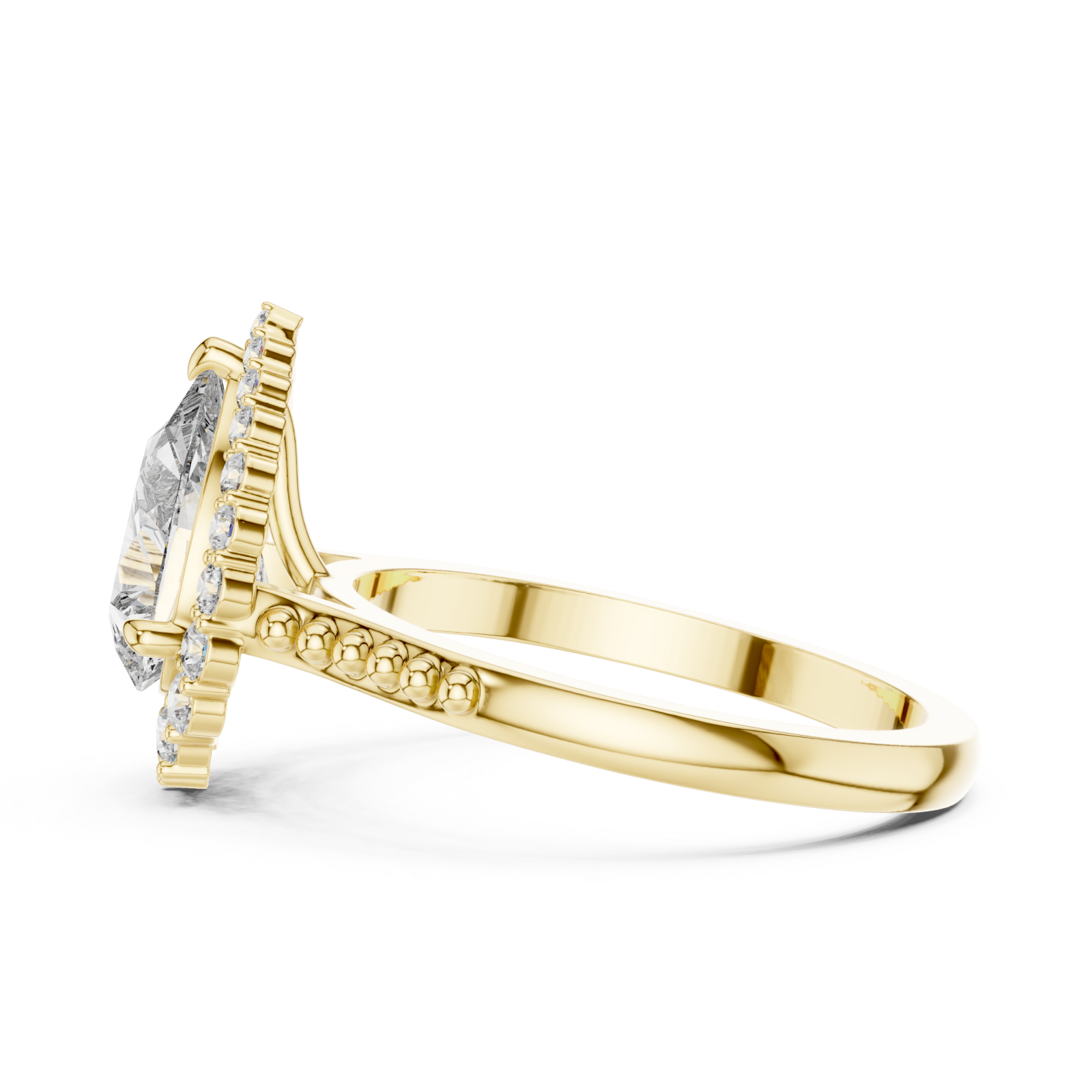  Gold Celestial Teardrop Halo Ring Side View