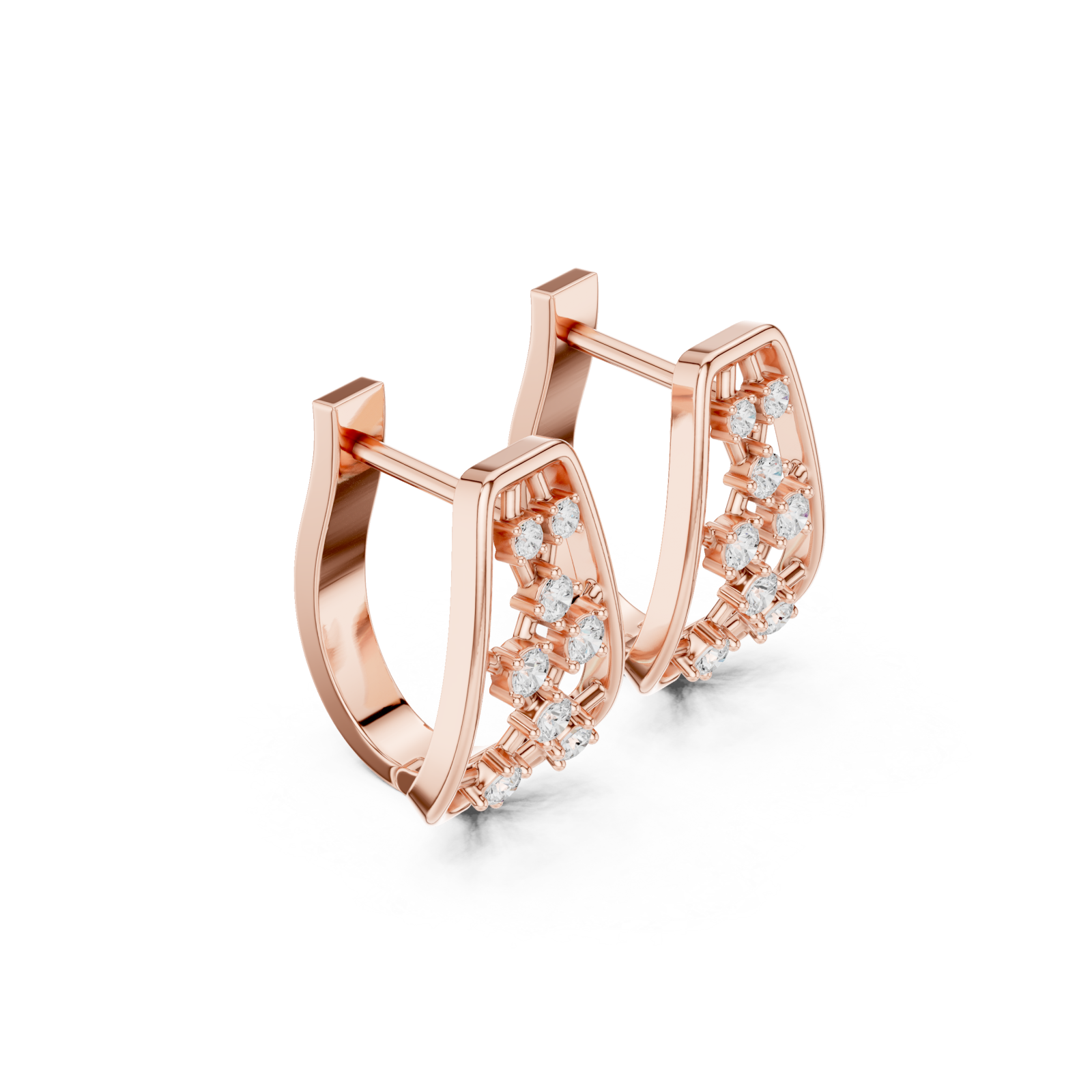  Rose Gold Graceful Evening Lights Ear Studs Left View