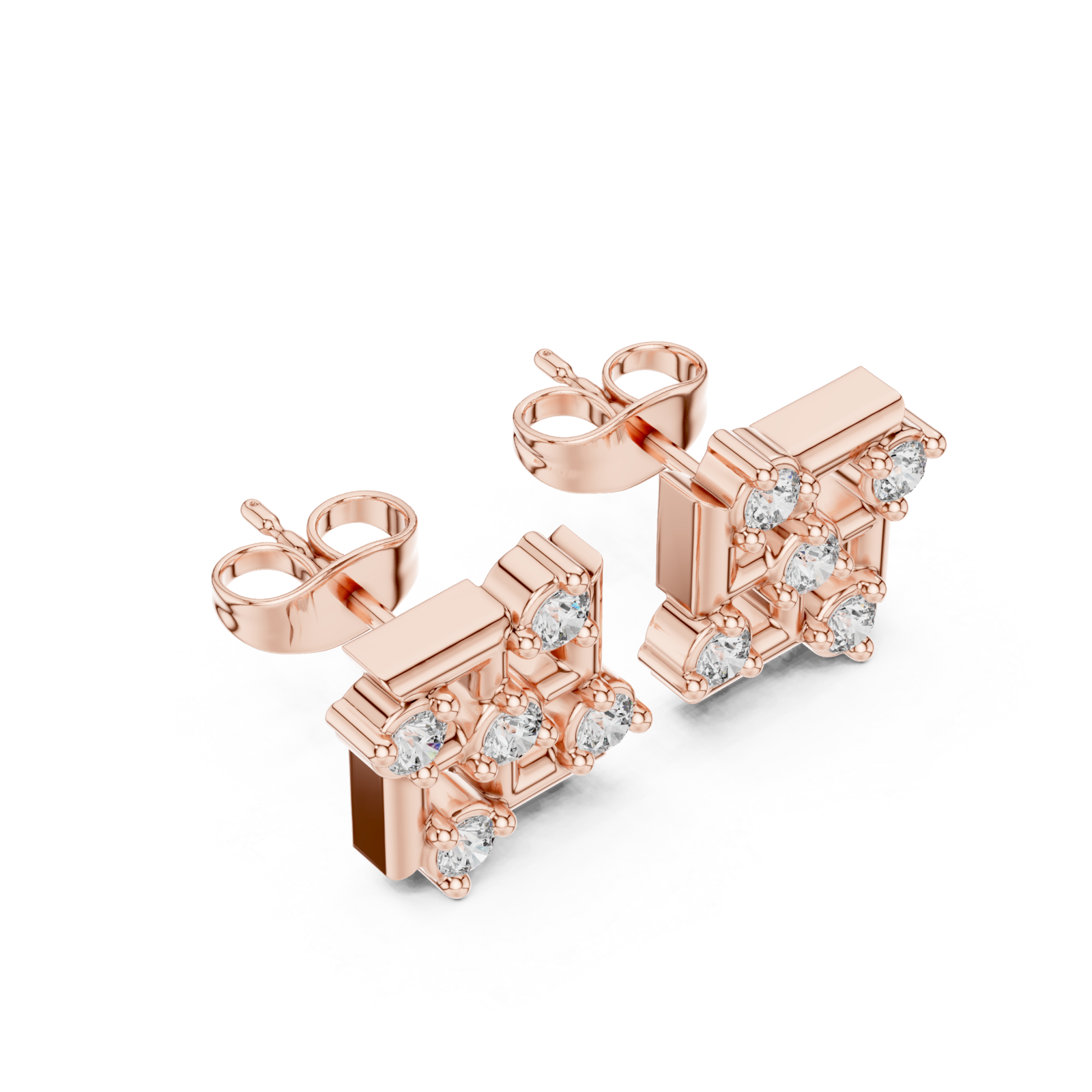  Rose Gold Graceful Evening Lights Ear Studs Right View