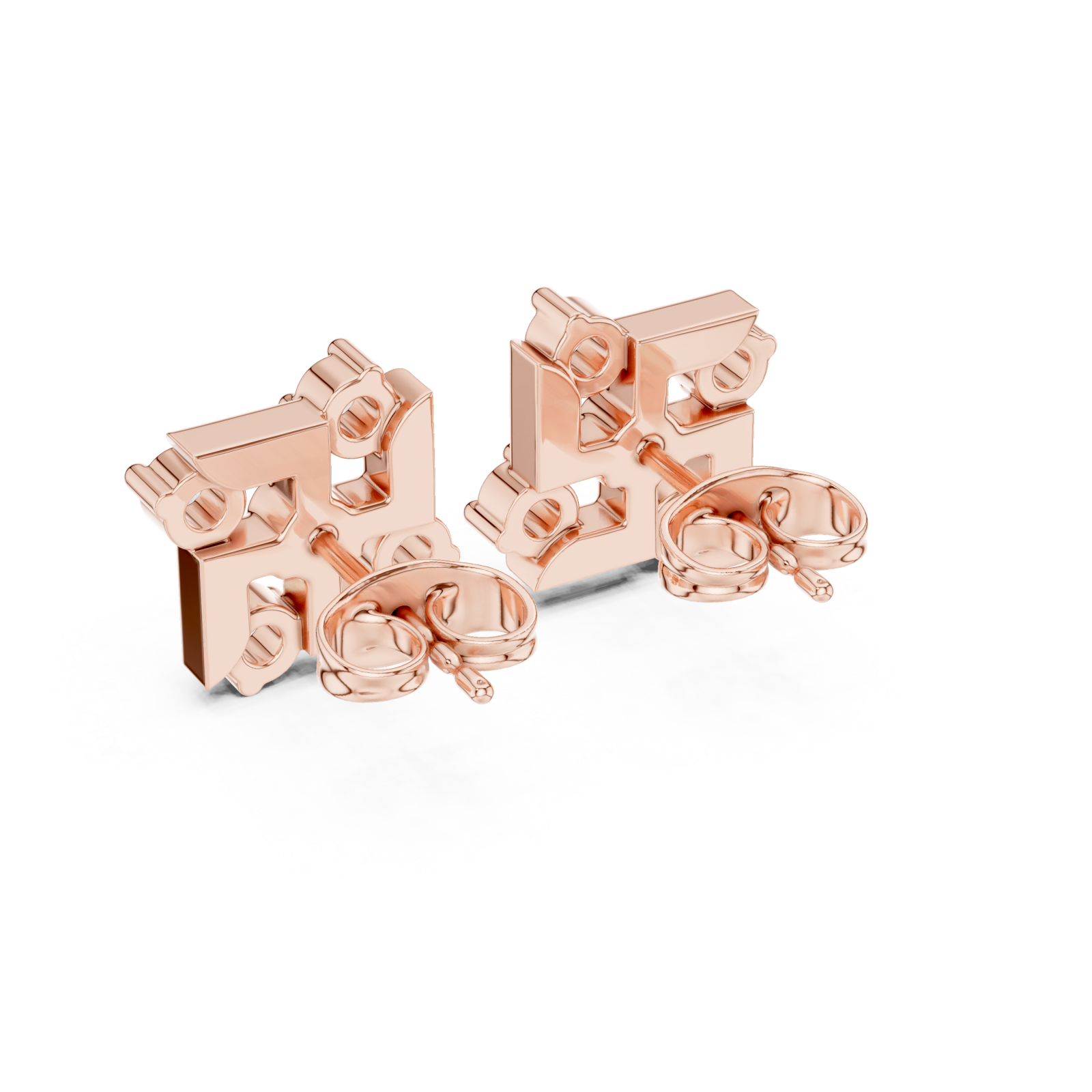  Rose Gold Graceful Evening Lights Ear Studs Side View