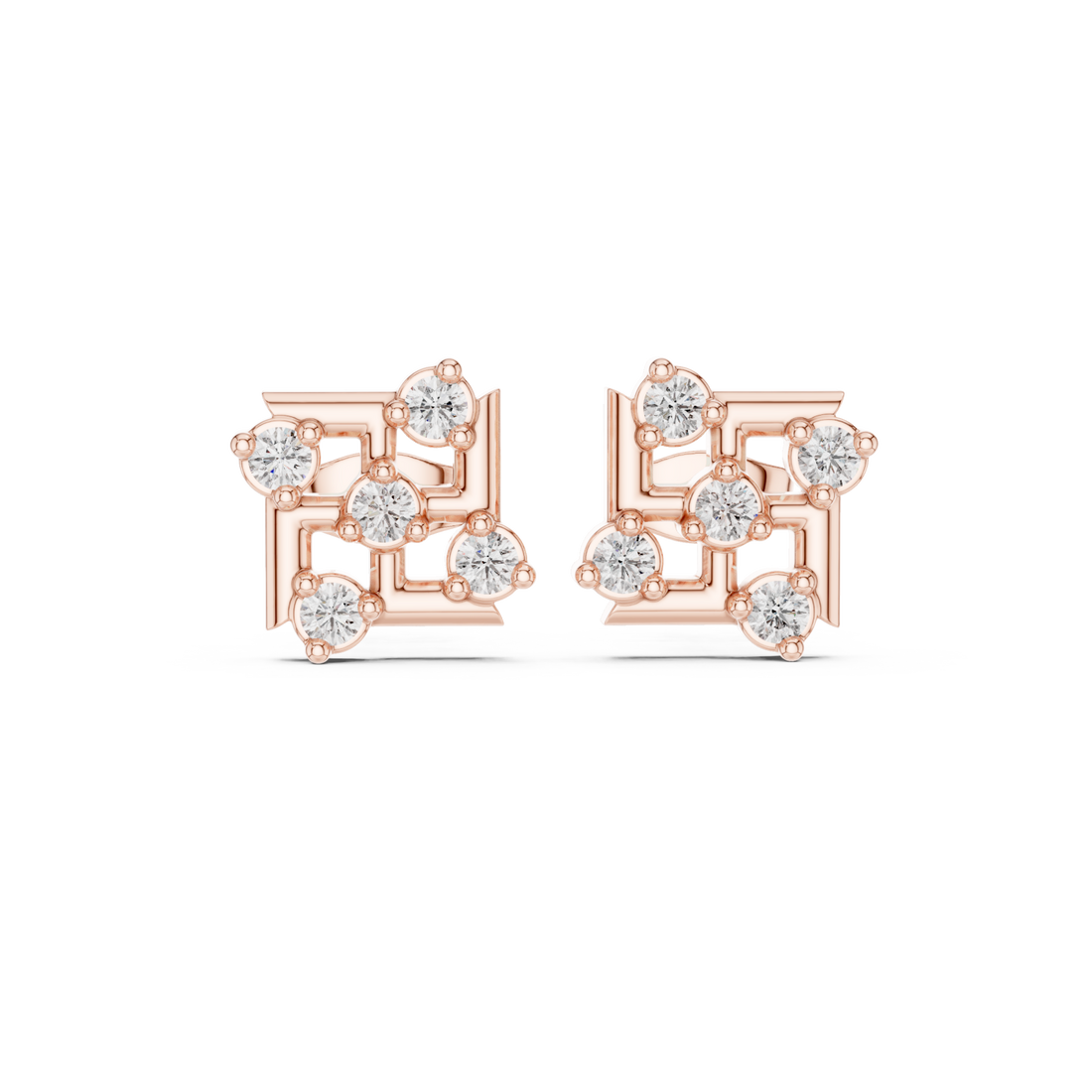  Rose Gold Graceful Evening Lights Ear Studs Right View