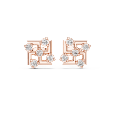  Rose Gold Graceful Evening Lights Ear Studs Front View