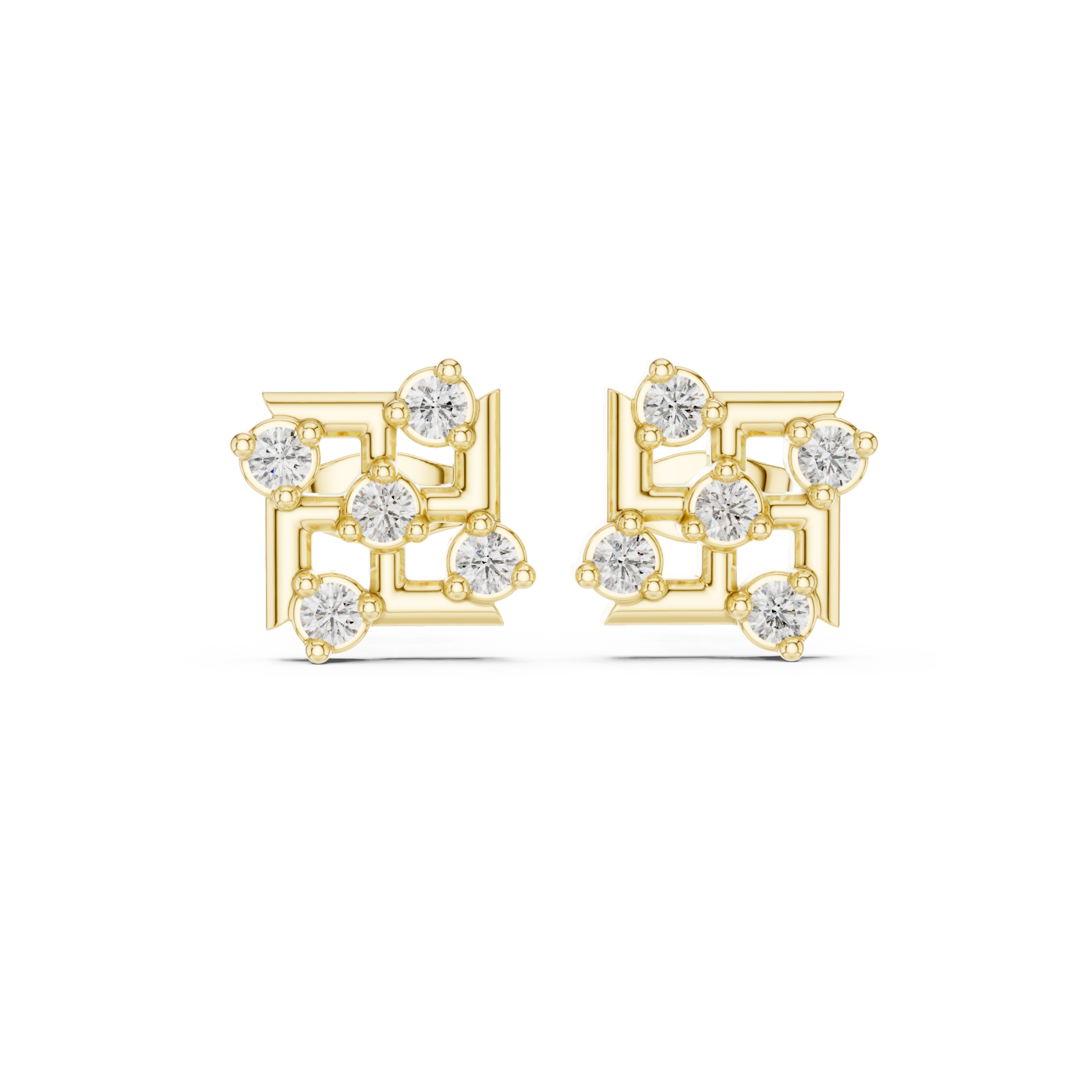  Gold Graceful Evening Lights Ear Studs Front View