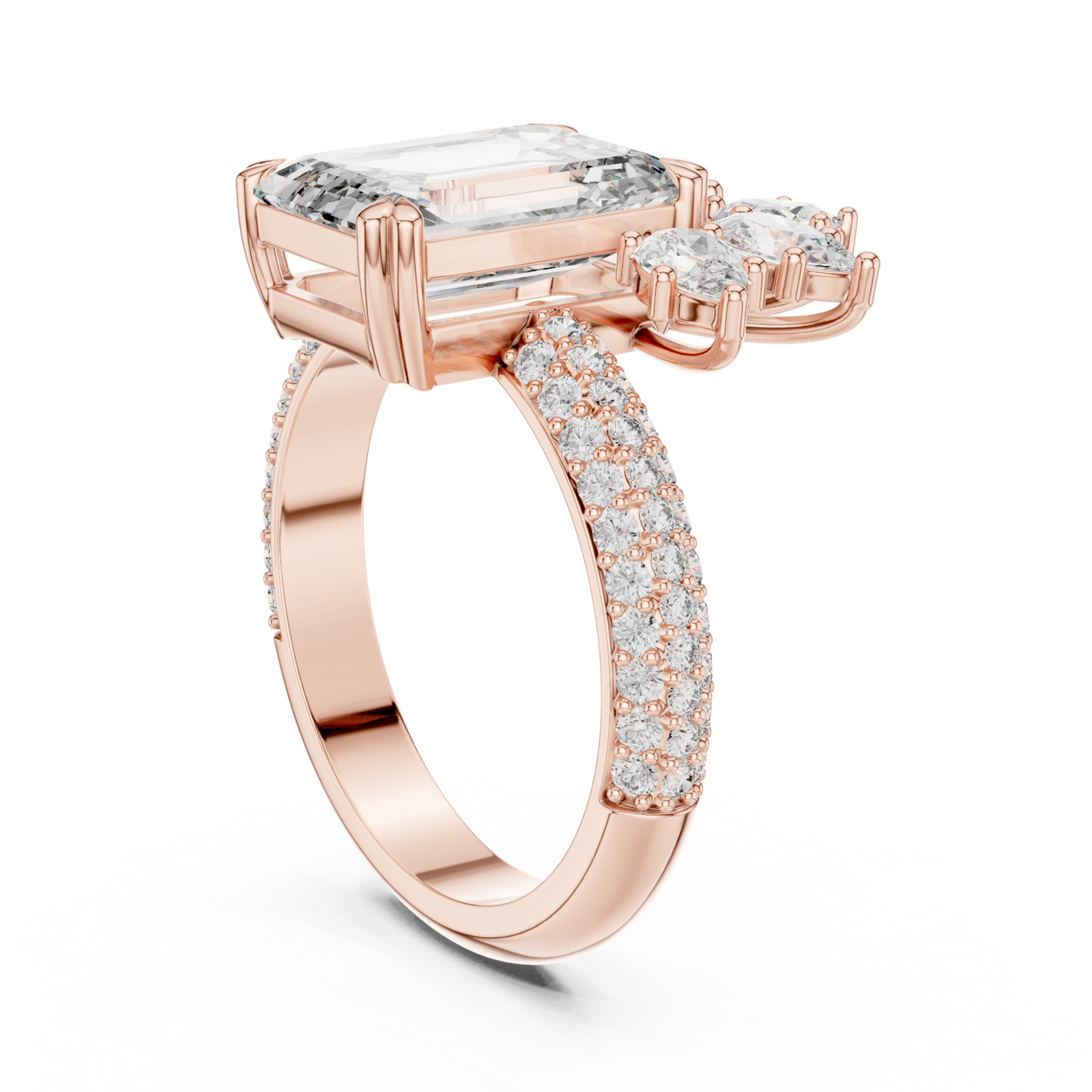  Rose Gold Petal Crest Empress Statement Ring Left View