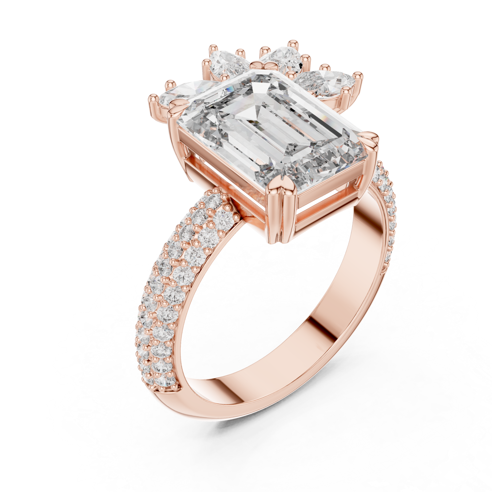  Rose Gold Petal Crest Empress Statement Ring Right View