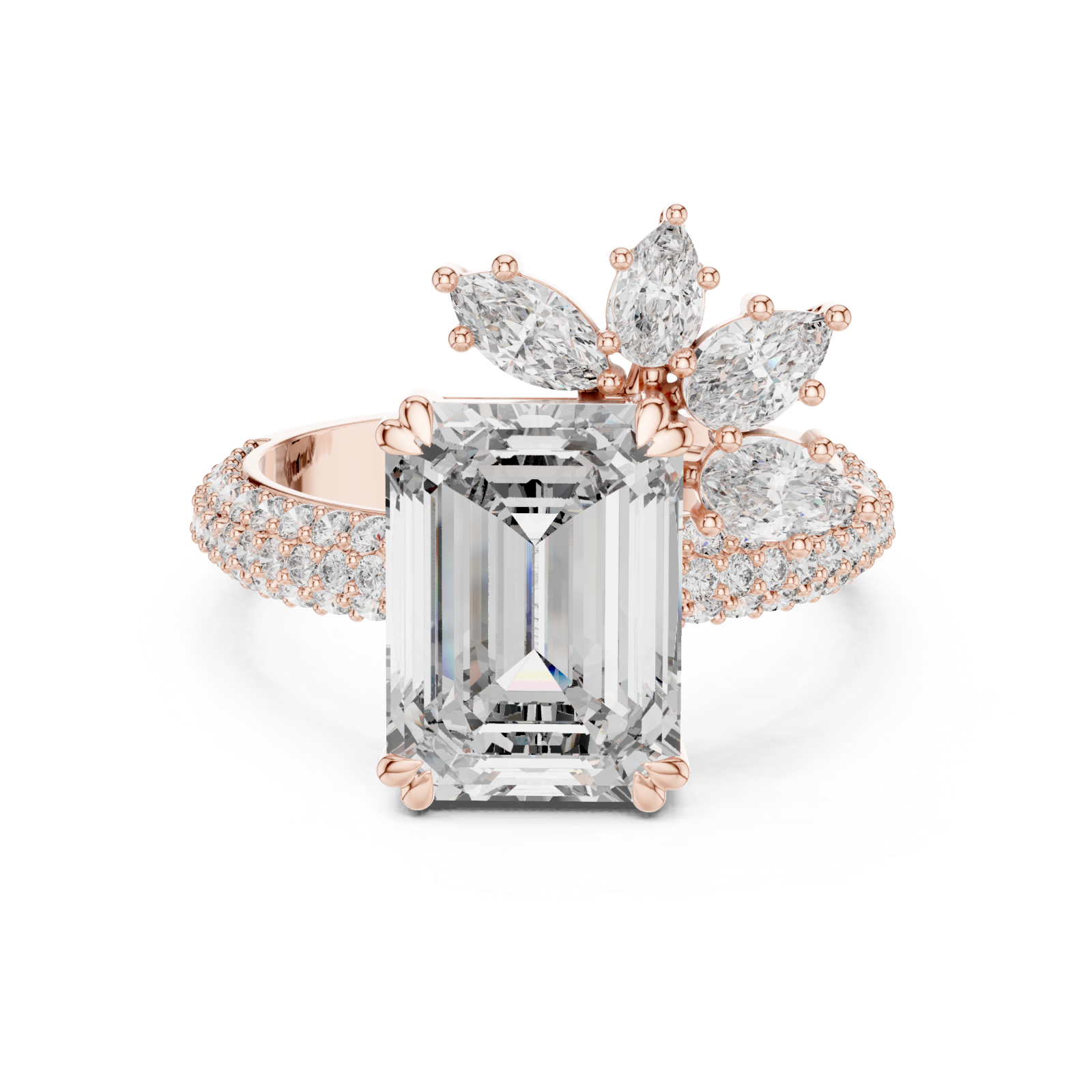  Rose Gold Petal Crest Empress Statement Ring Front View