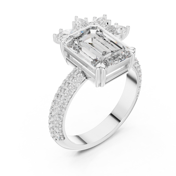  White Gold Petal Crest Empress Statement Ring Right View