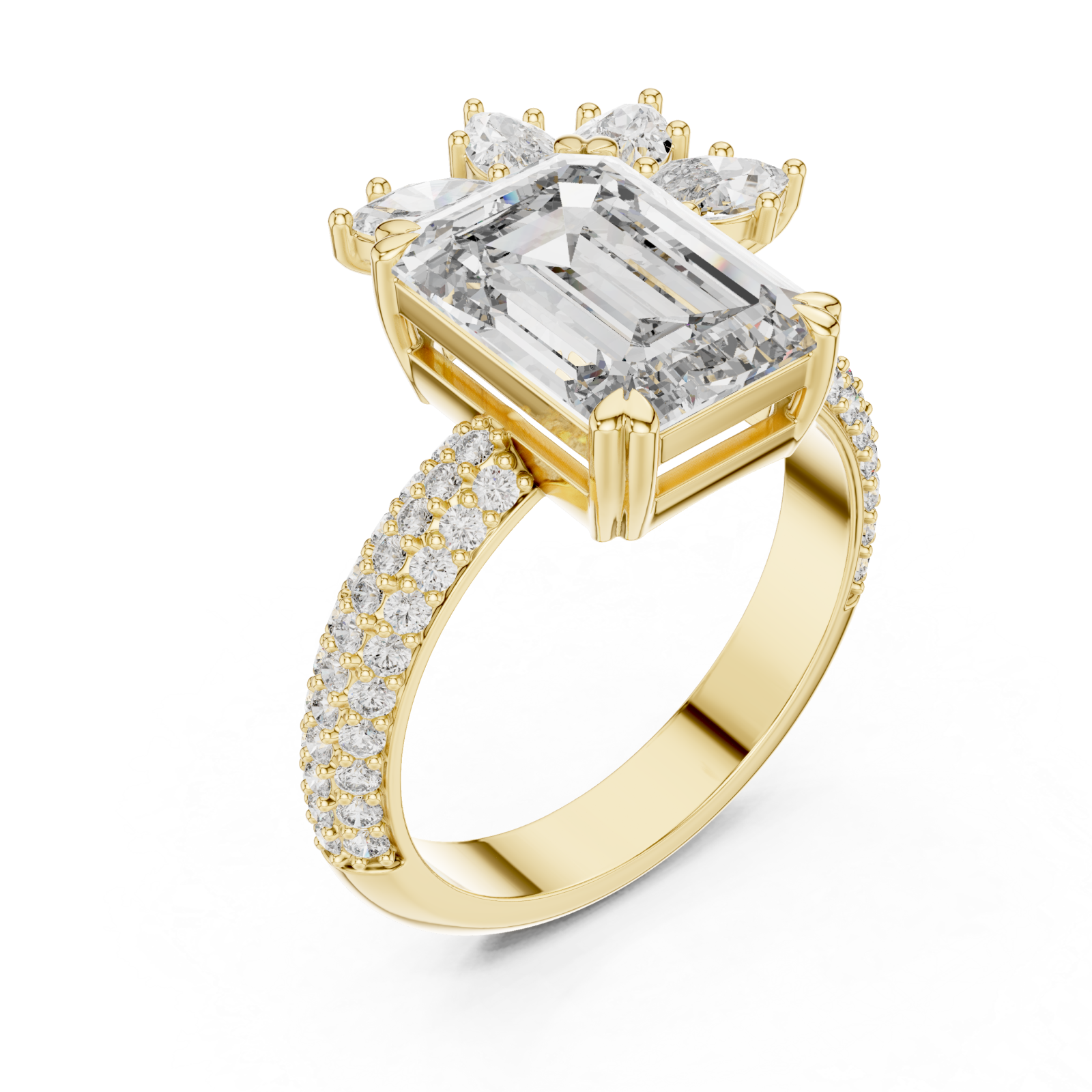 Gold Petal Crest Empress Statement Ring Right View