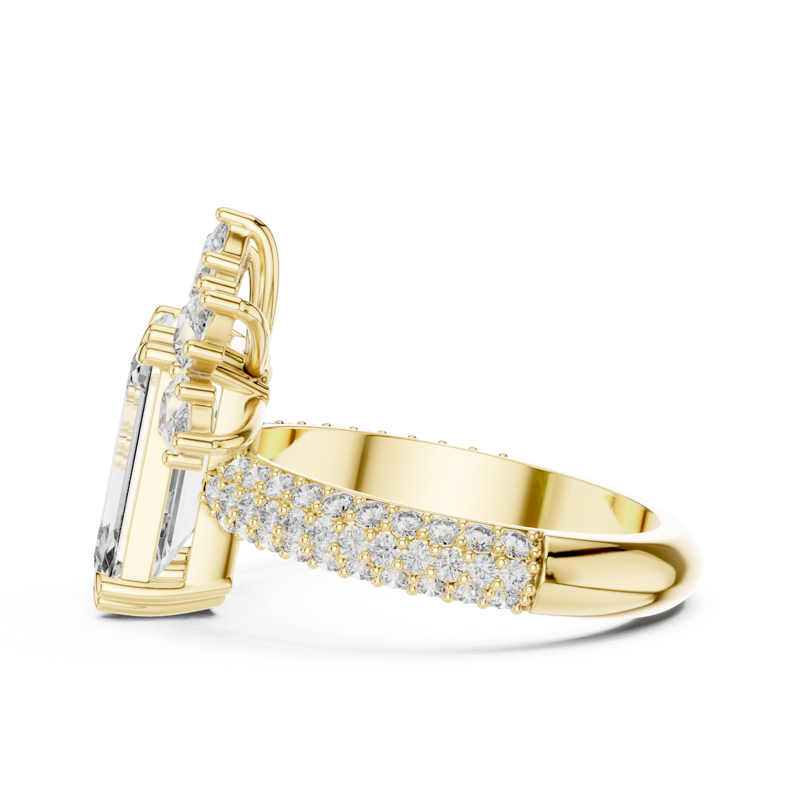  Gold Petal Crest Empress Statement Ring Side View