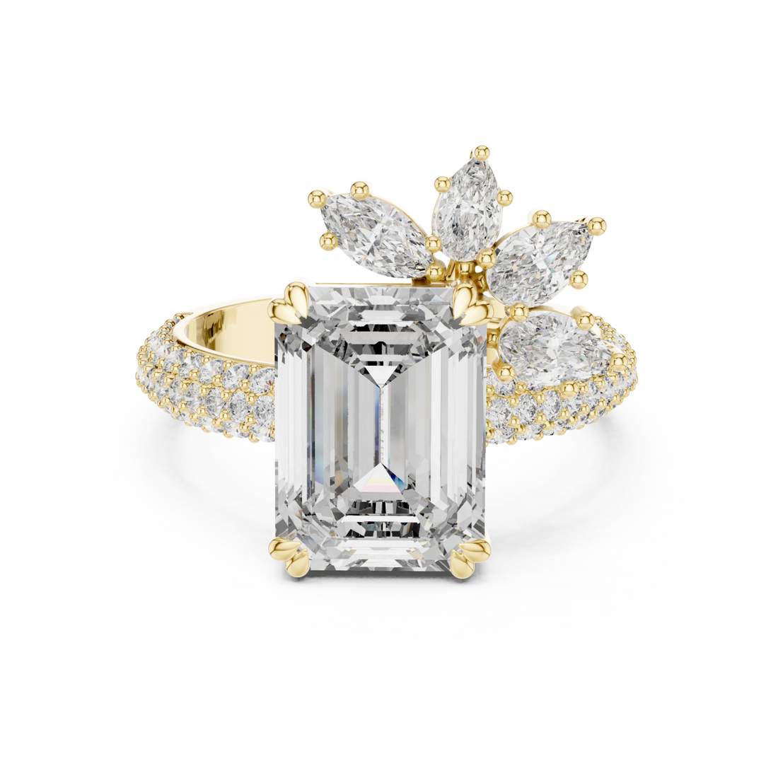 Gold Petal Crest Empress Statement Ring Right View