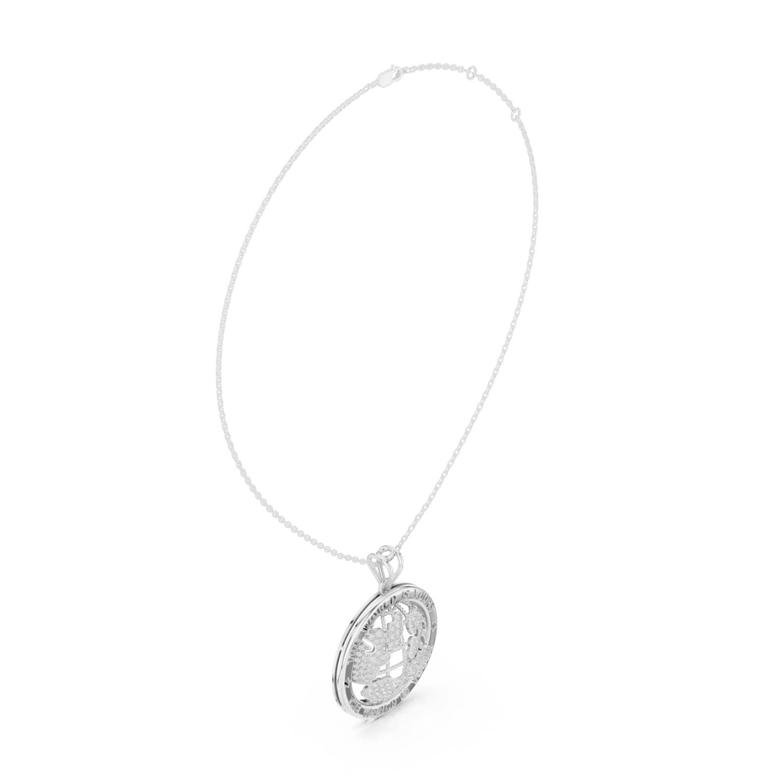  White Gold Infinite Love Wishes Keepsake Medallion Pendant Left View