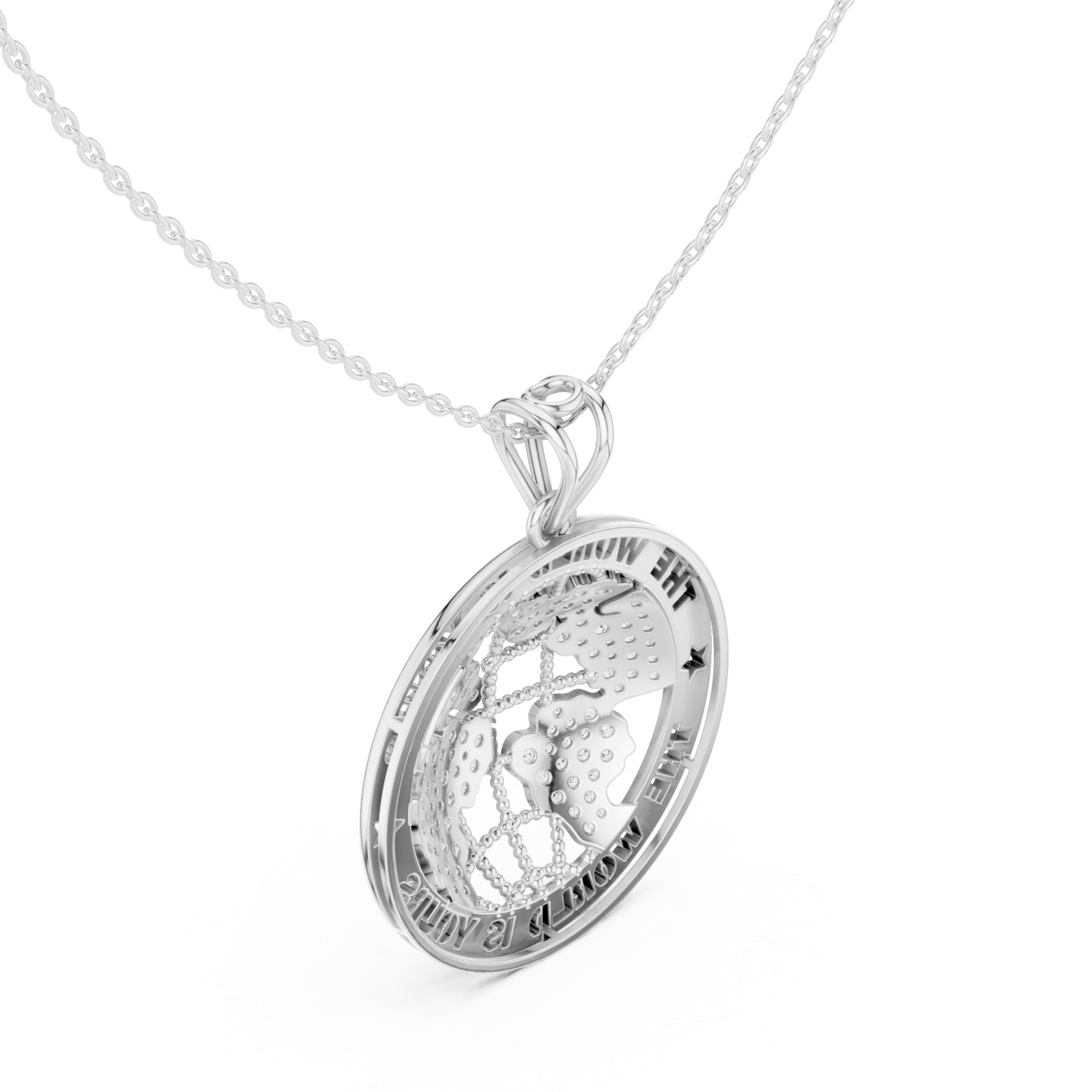  White Gold Infinite Love Wishes Keepsake Medallion Pendant Right View