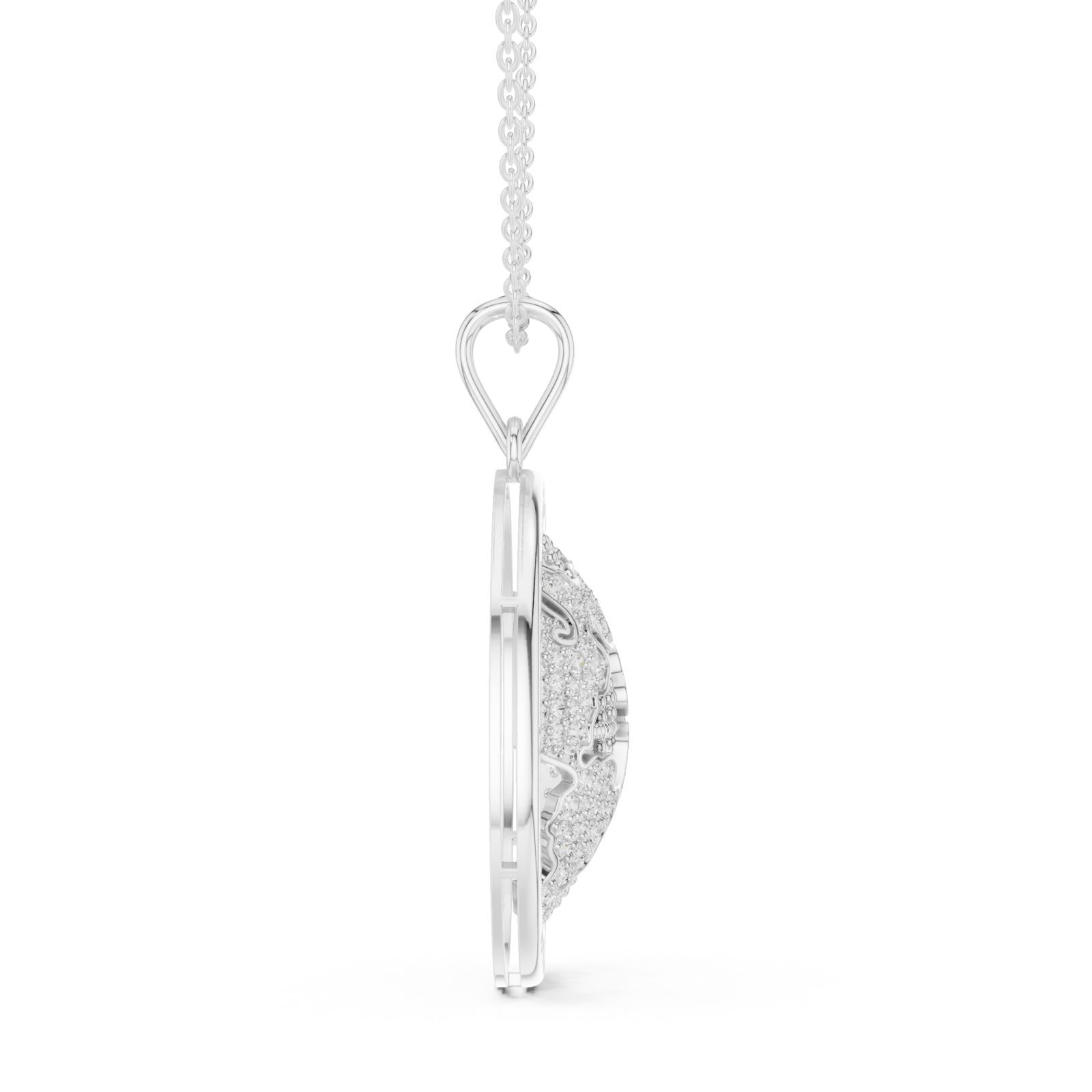 White Gold Infinite Love Wishes Keepsake Medallion Pendant Side View