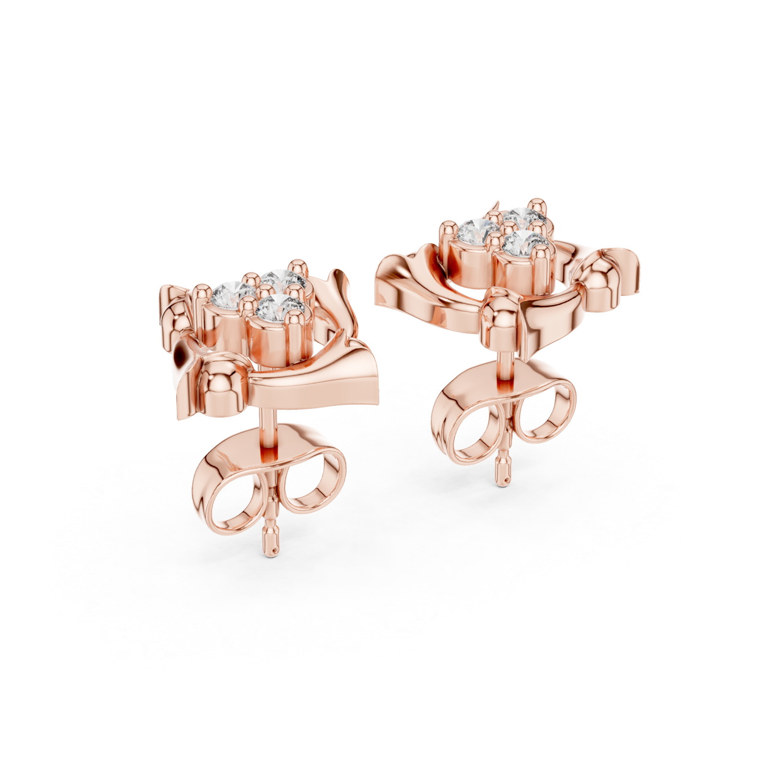  Rose Gold Moonlit Whispers Stud Earrings Side View