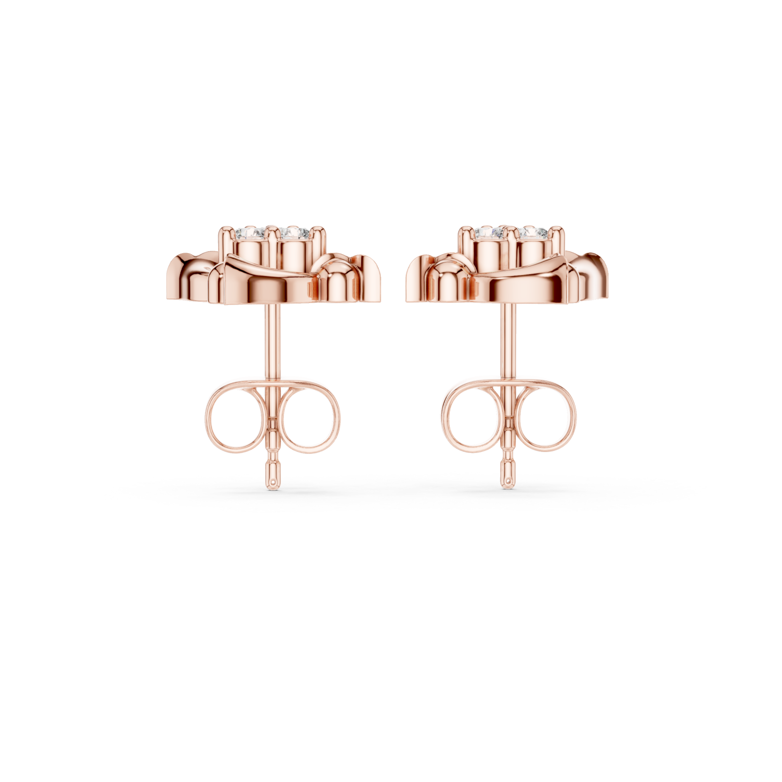  Rose Gold Moonlit Whispers Stud Earrings Front View