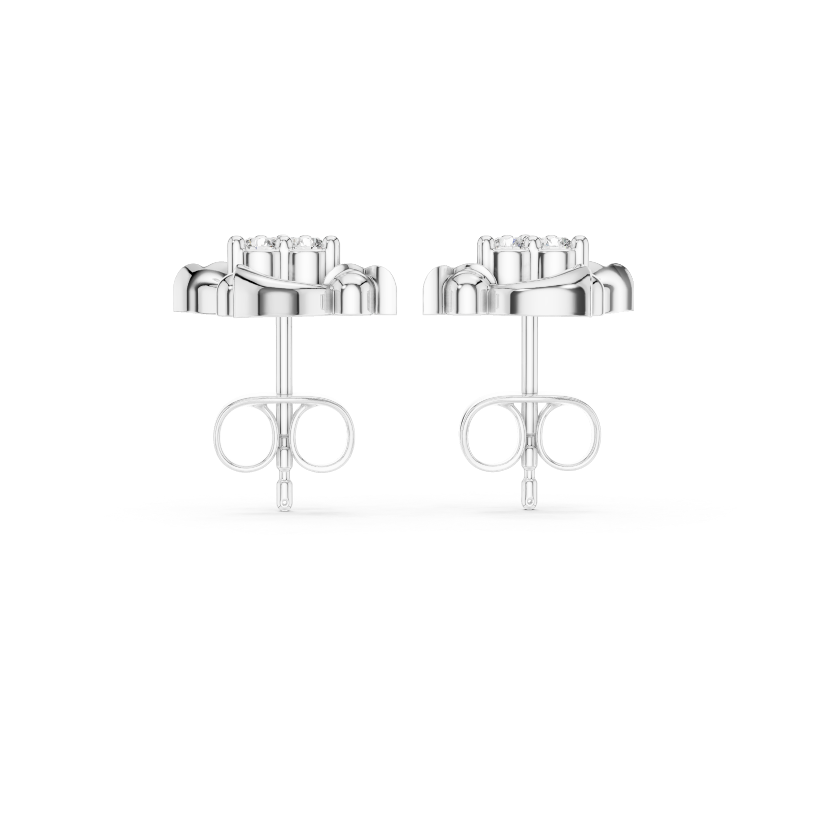  White Gold Moonlit Whispers Stud Earrings Front View