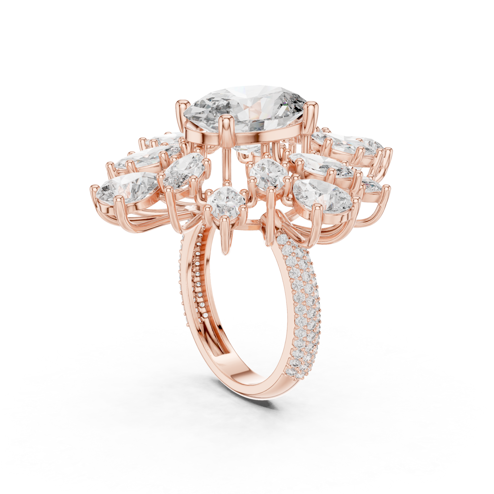  Rose Gold Radiance Halo Masterpiece Ring Left View