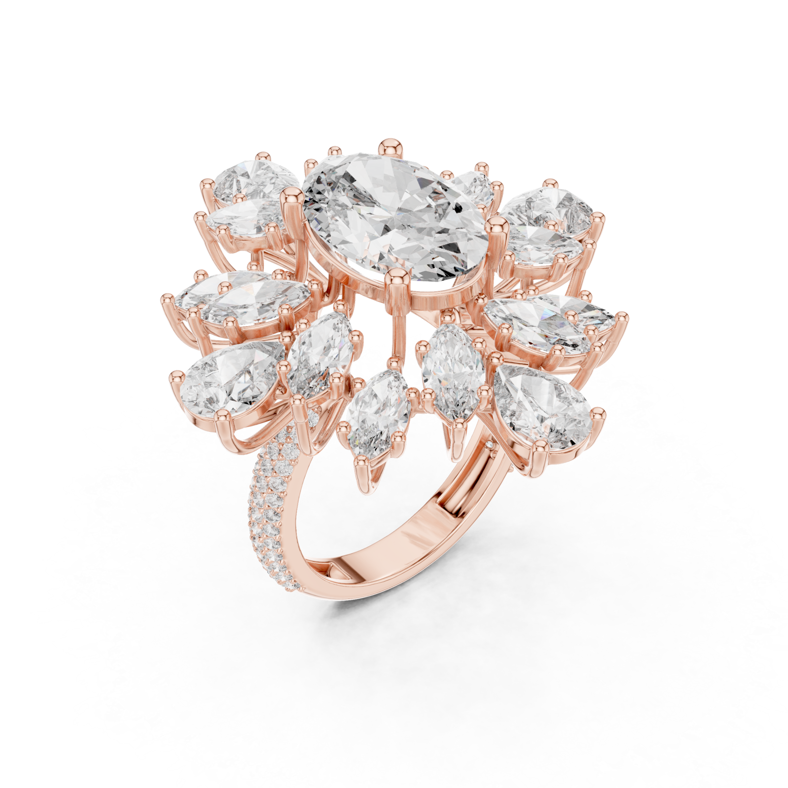  Rose Gold Radiance Halo Masterpiece Ring Right View