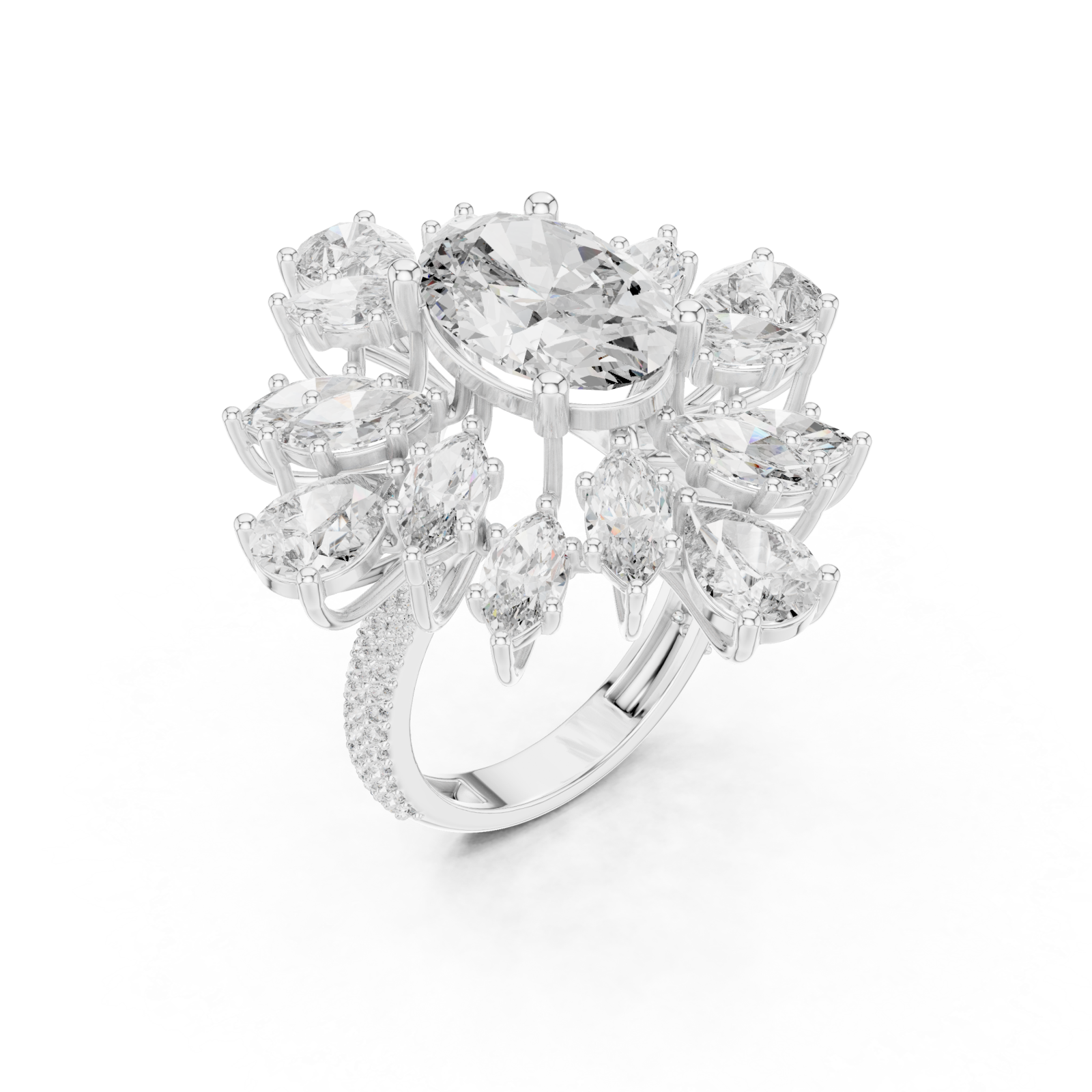  White Gold Radiance Halo Masterpiece Ring Right View