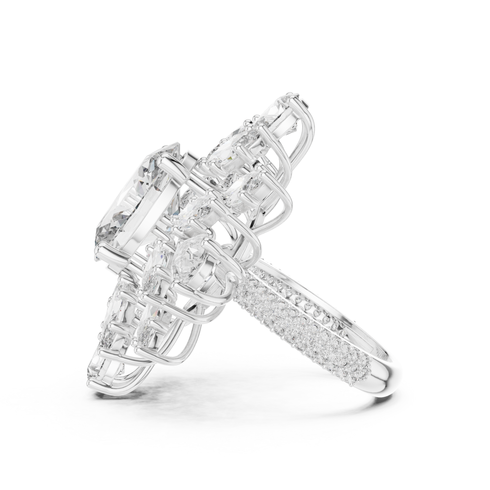  White Gold Radiance Halo Masterpiece Ring Side View