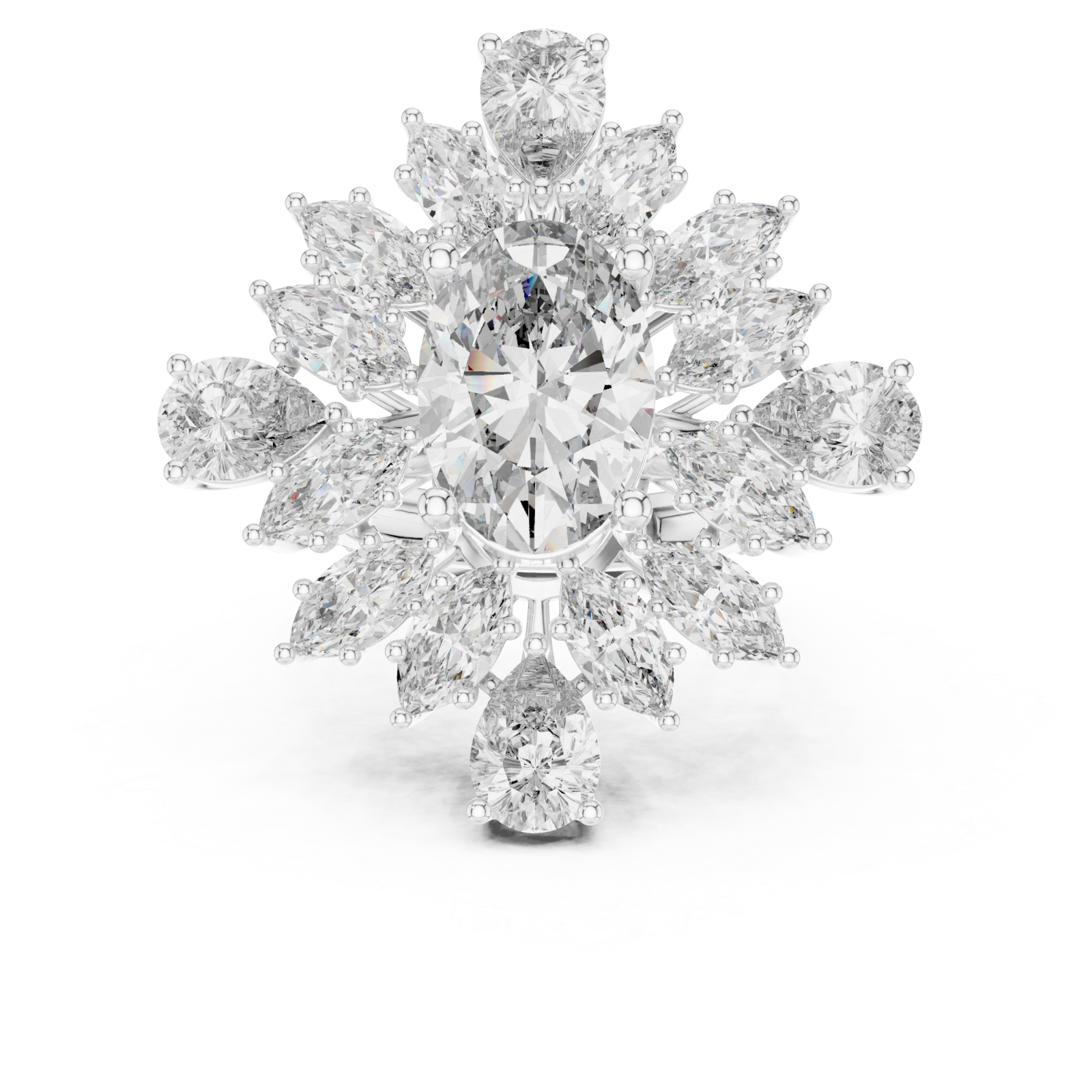  White Gold Radiance Halo Masterpiece Ring Front View