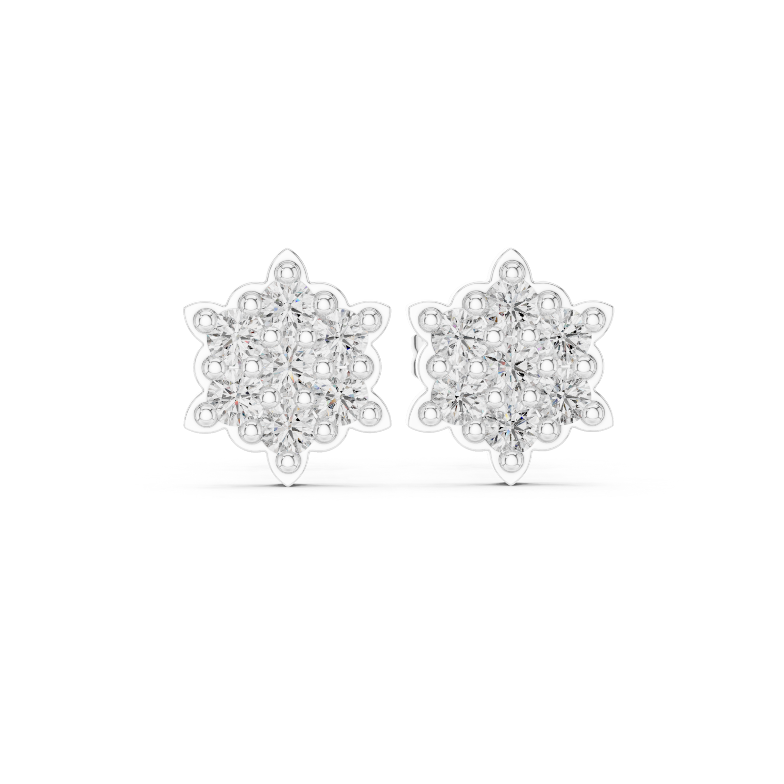  White Gold Twilight Garden Sparkle Earrings Set Front View